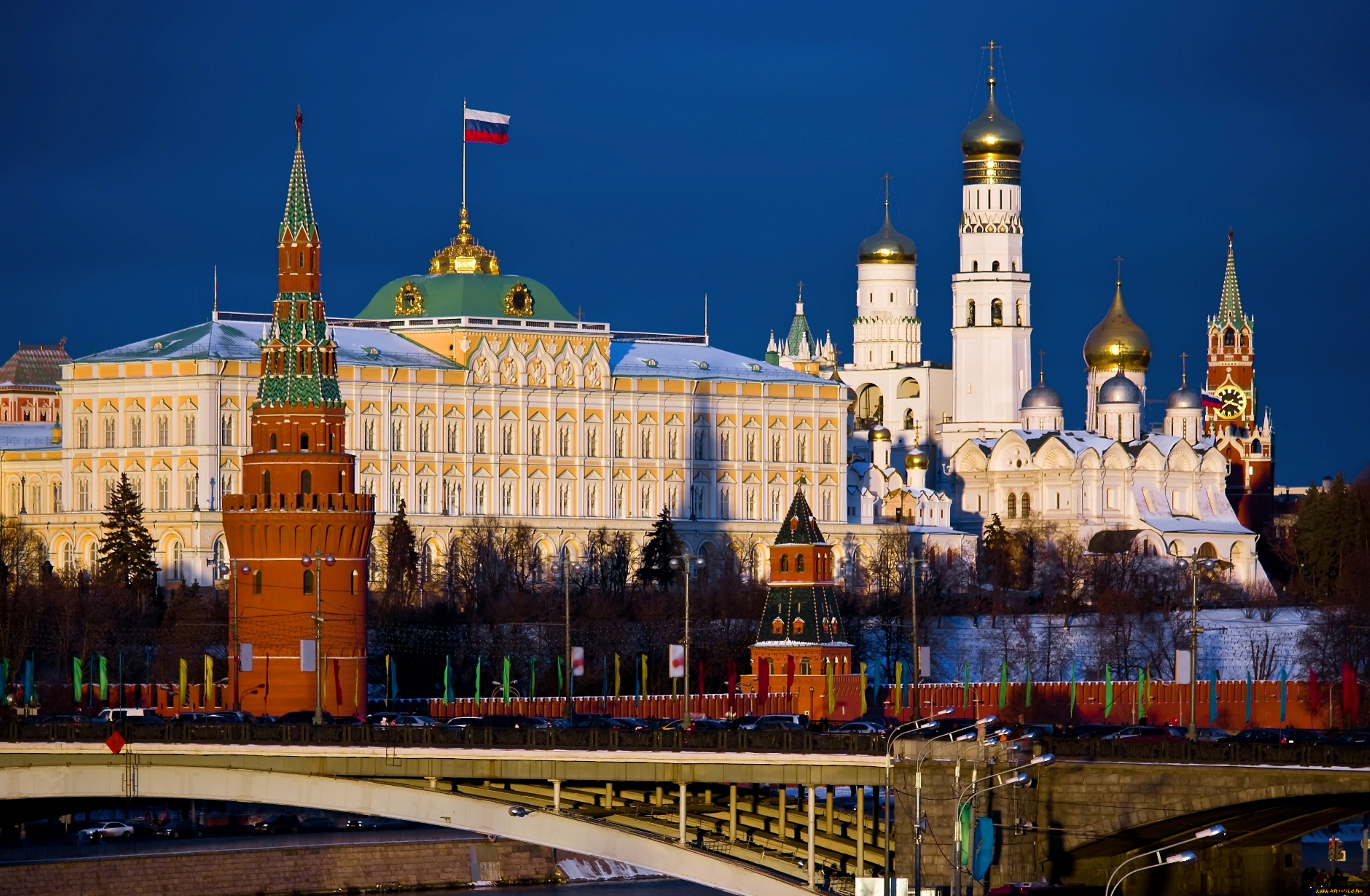 москва, города, россия, кремль, мост, церковь