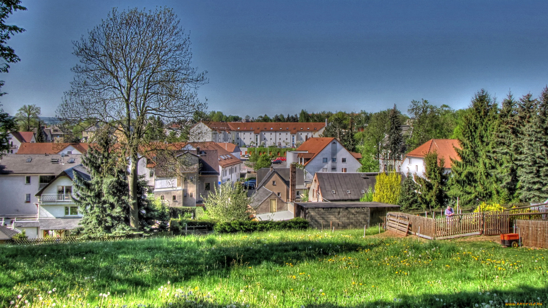 германия, нойкирхен, города, пейзажи, дома, пейзаж