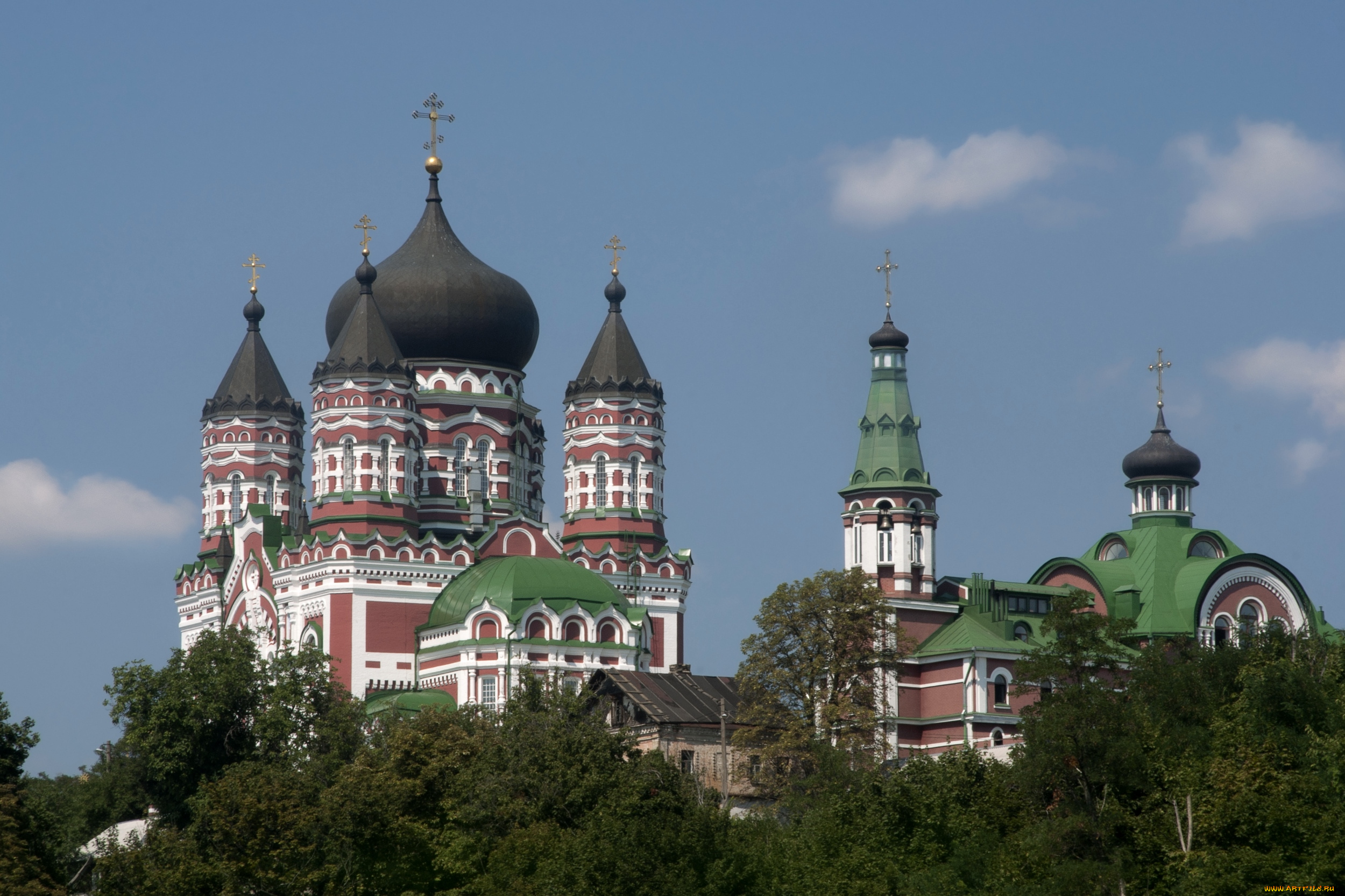 свято, пантелеймоновский, женский, монастырь, города, киев, украина, купола, монастырб
