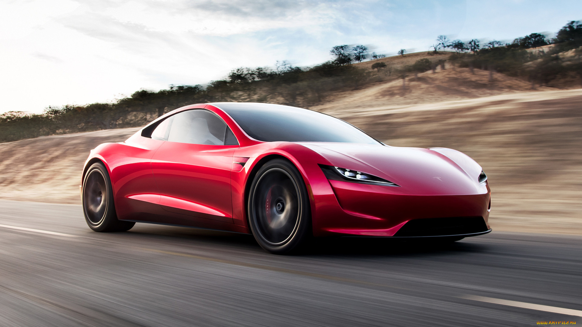 tesla, roadster, 2019, автомобили, tesla, roadster, 2019, красный