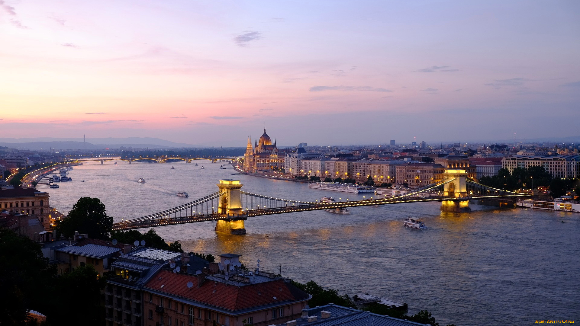 города, будапешт, , венгрия, река, мост