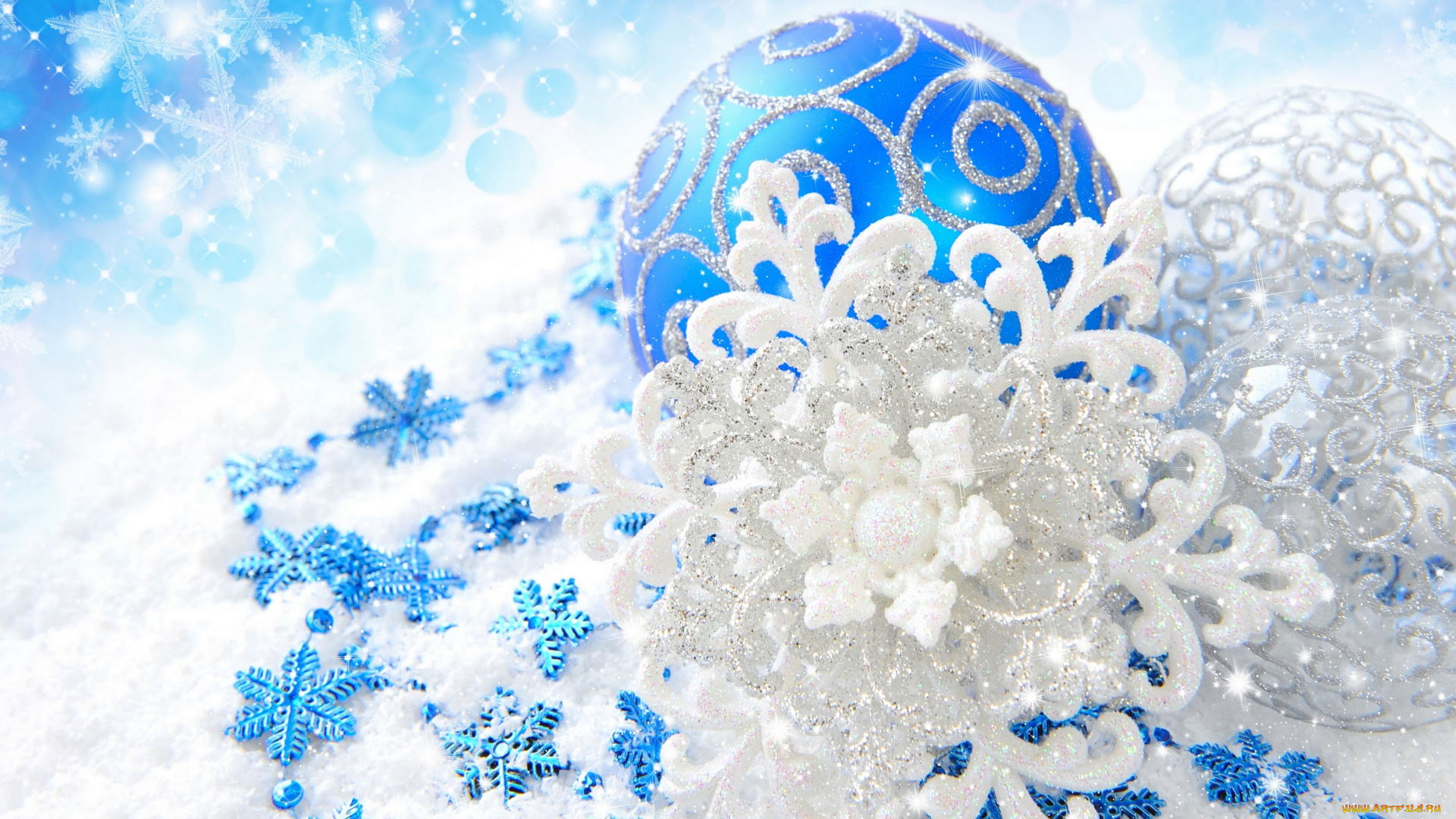 праздничные, украшения, шарики, снежинки
