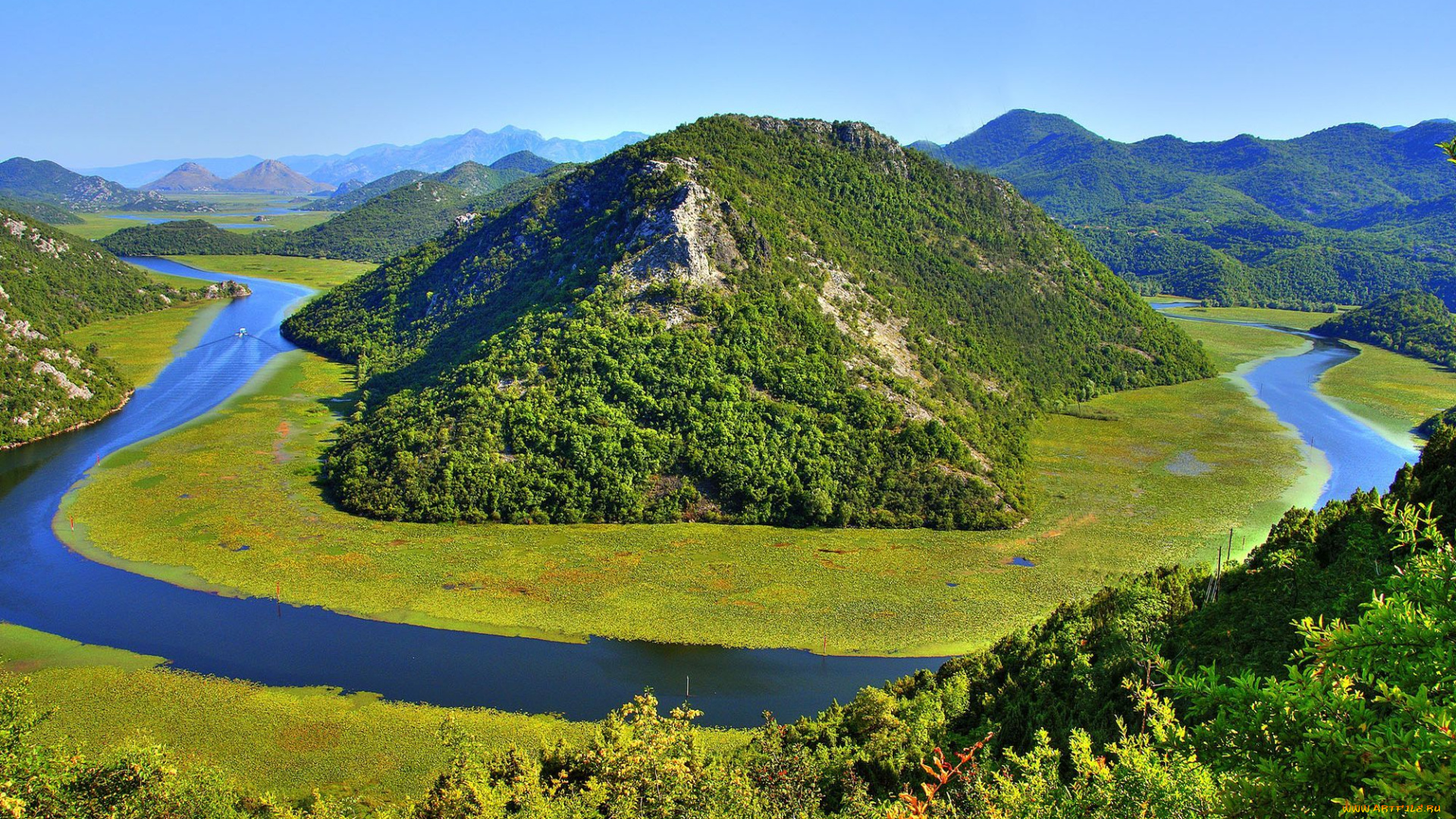 природа, реки, озера, река, црноевича, скадарское, озеро, Черногория