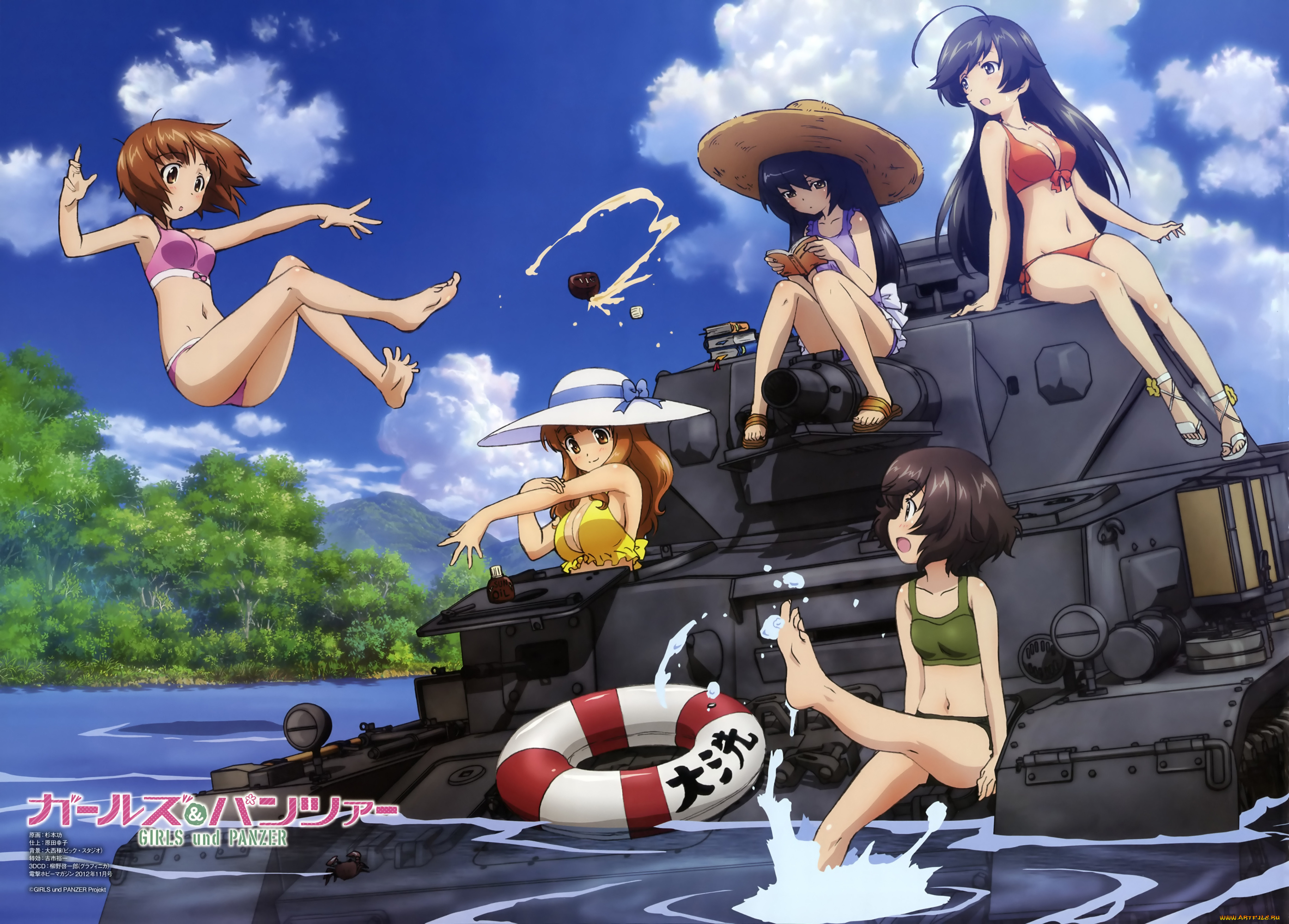 аниме, girls, und, panzer, бикини, iv, ausf, , d, девочки, танк