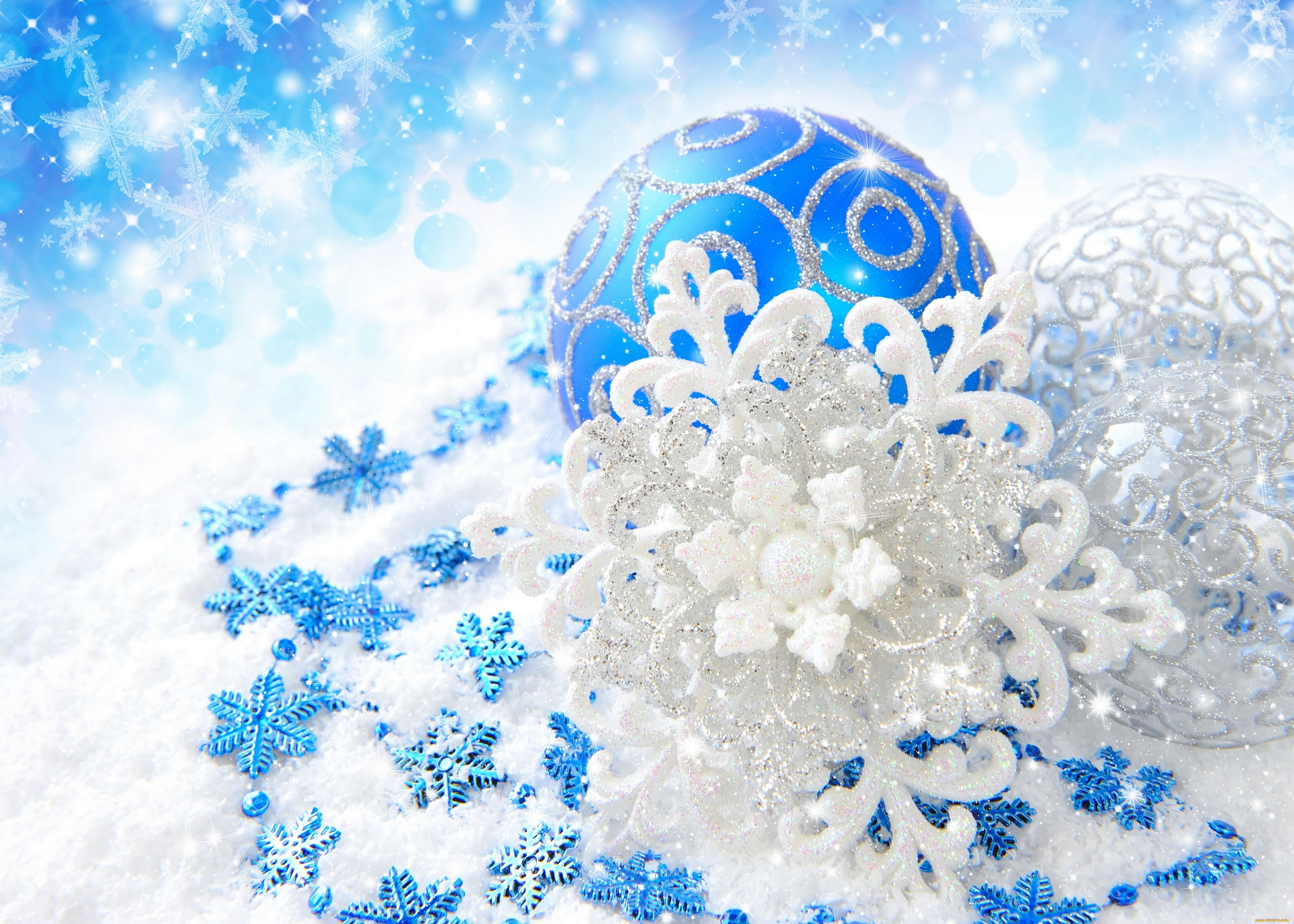 праздничные, украшения, шарики, снежинки