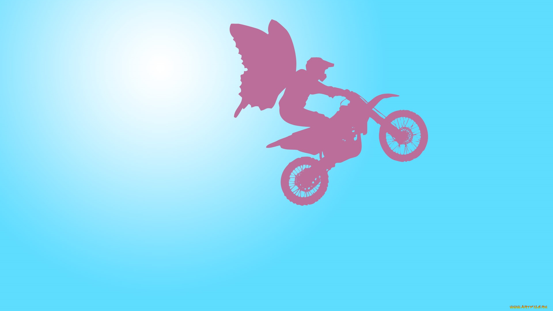 рисованные, минимализм, прыжок, небо, мотоцикл