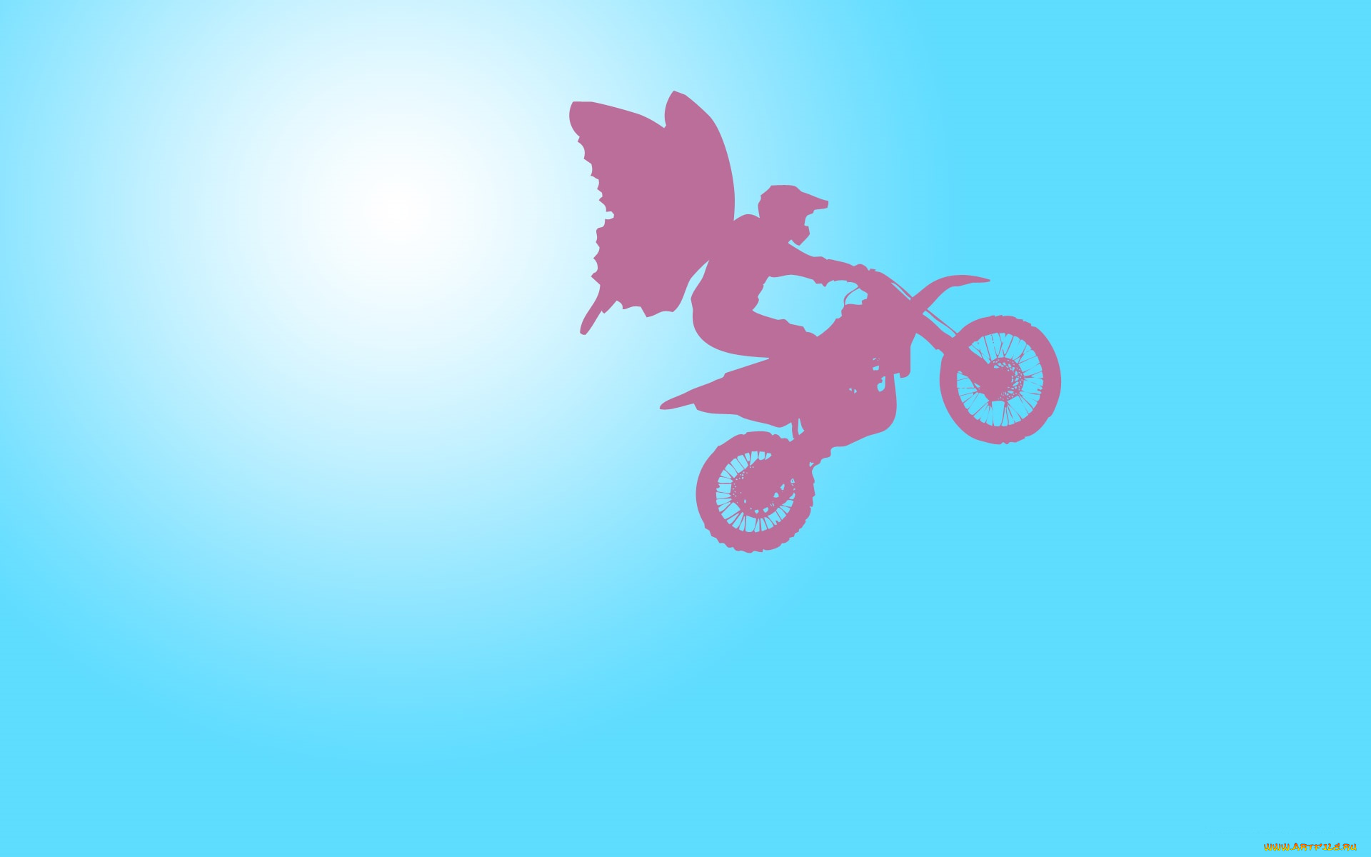 рисованные, минимализм, прыжок, небо, мотоцикл
