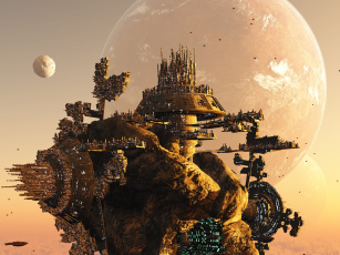 Картинка 3д+графика фантазия+ fantasy космос корабль планета