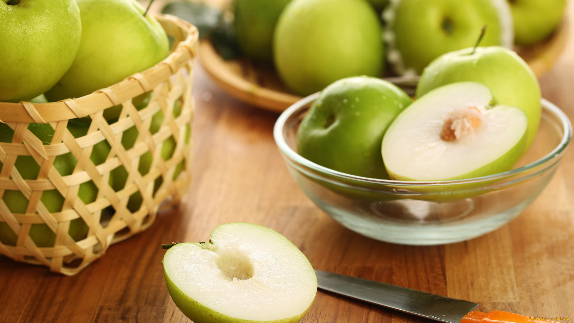 еда, Яблоки, яблоки, зеленый, фрукт, плод