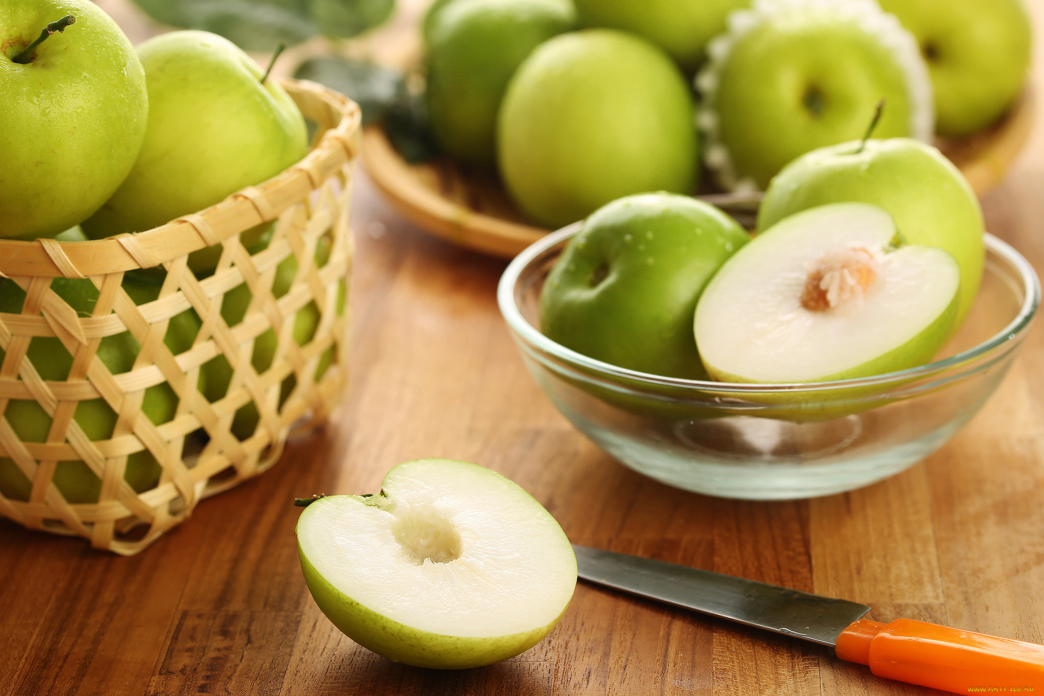 еда, Яблоки, яблоки, зеленый, фрукт, плод