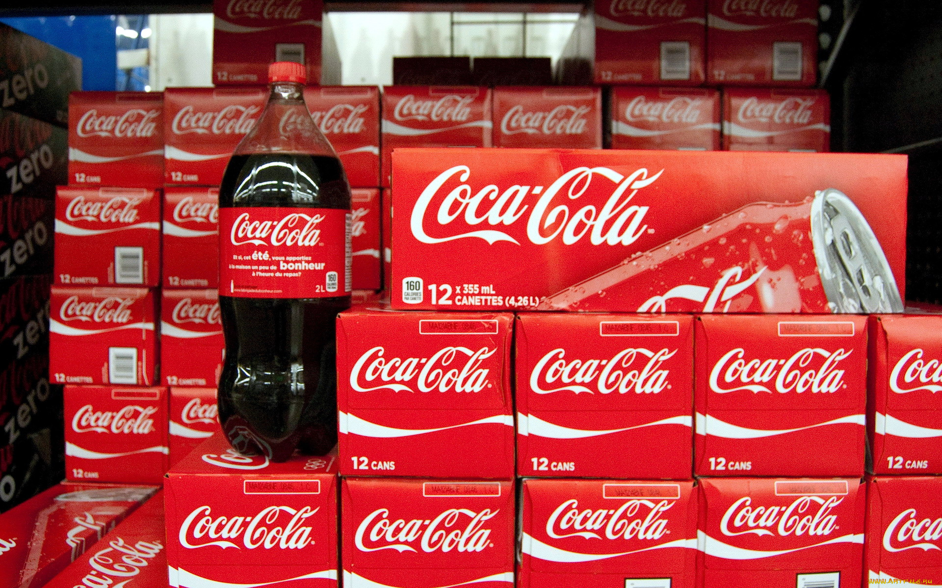 бренды, coca-cola, бутылка, ящики