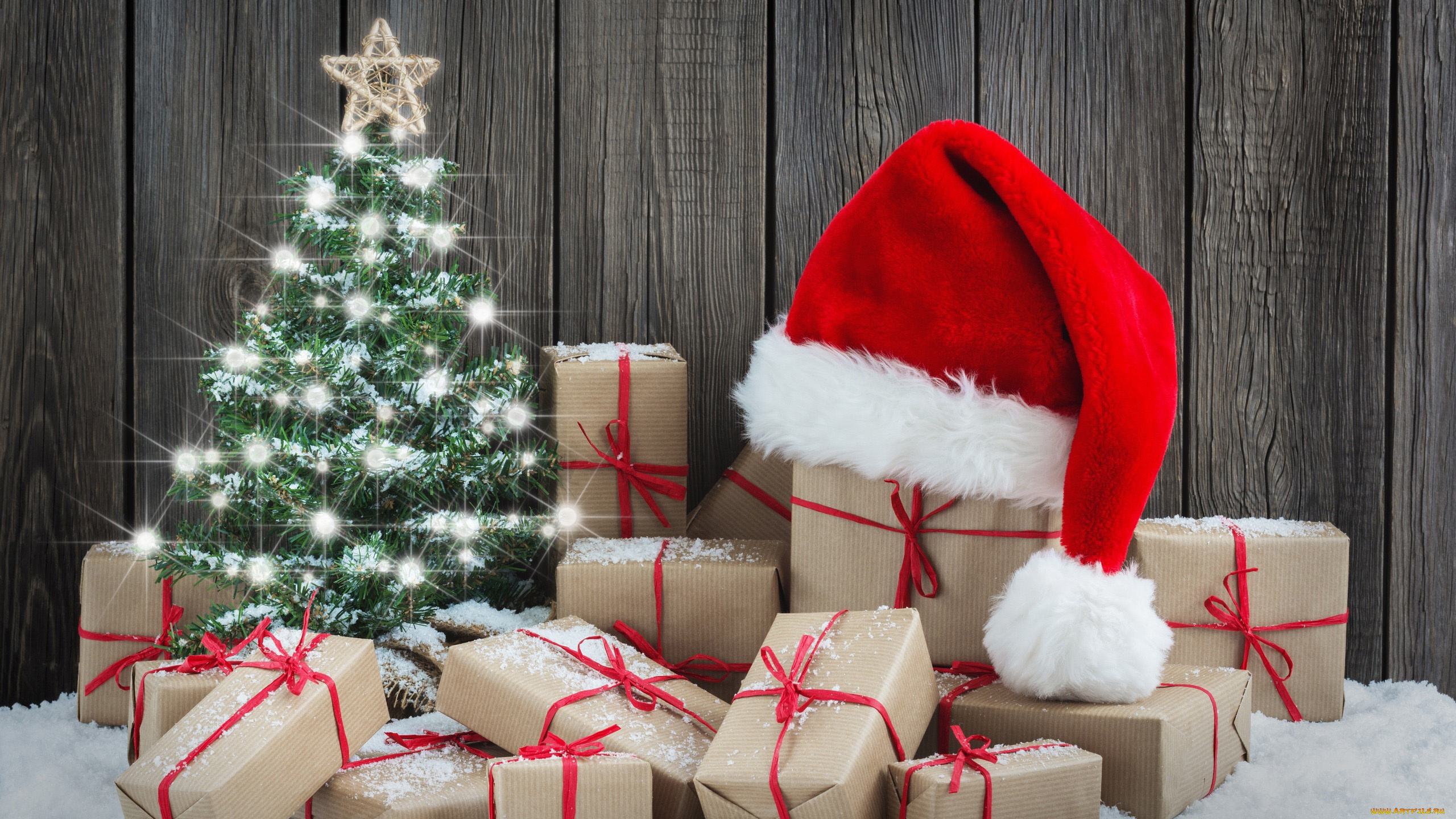 праздничные, подарки, и, коробочки, елка, много, подарки, коробки, колпак, огоньки