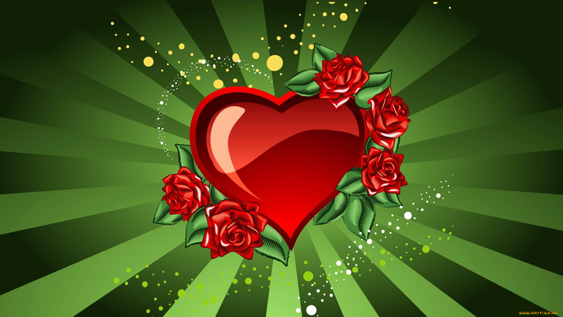 векторная, графика, сердечки, , hearts, сердца, цветы, розы, лучи, круги, валентинка, любовь