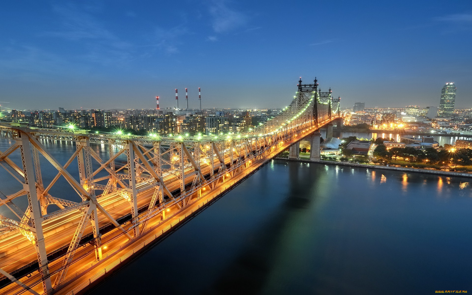 города, нью, йорк, сша, queensboro, bridge, sutton, place, twilight, usa, nyc, new, york, city