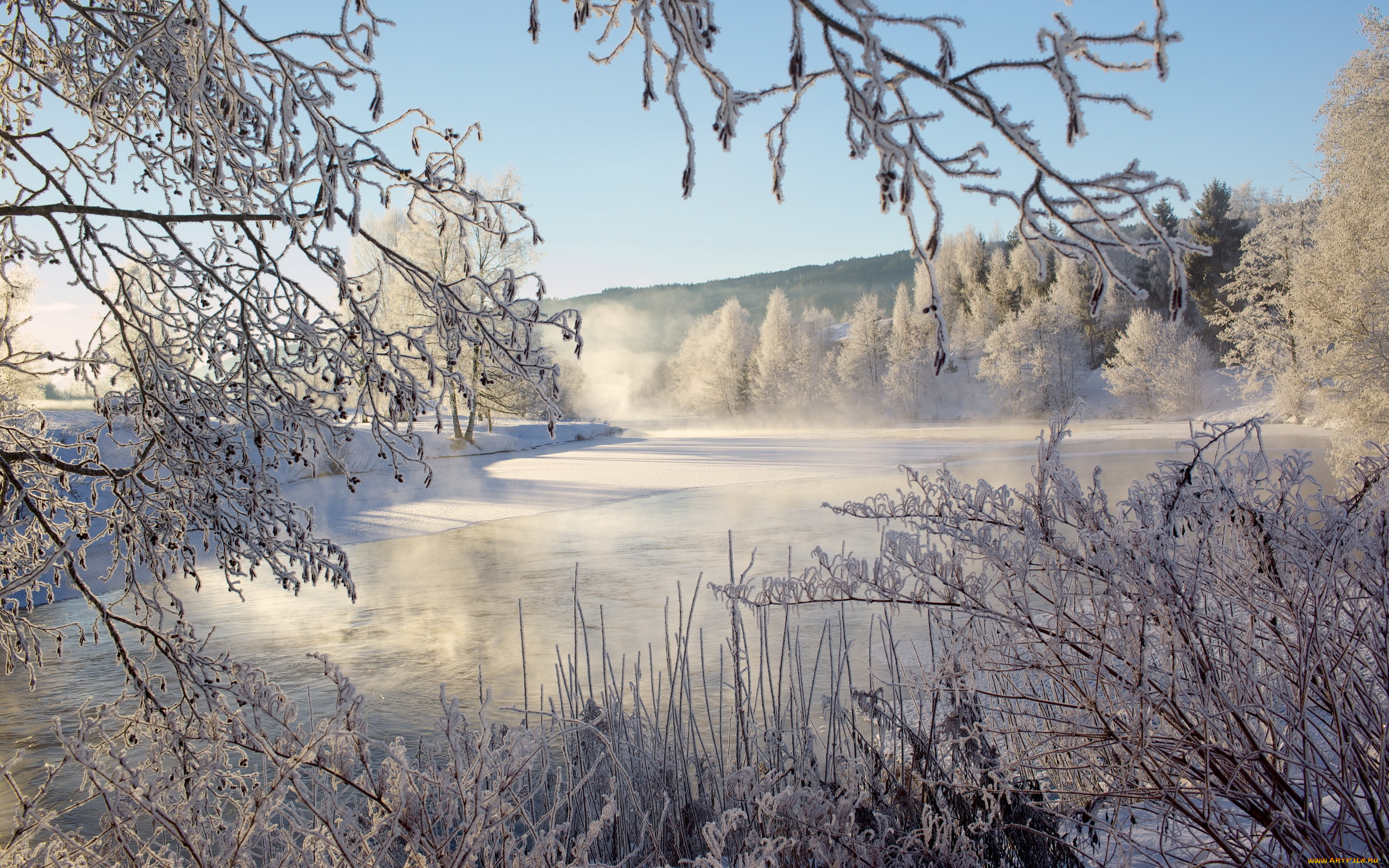 природа, зима, река