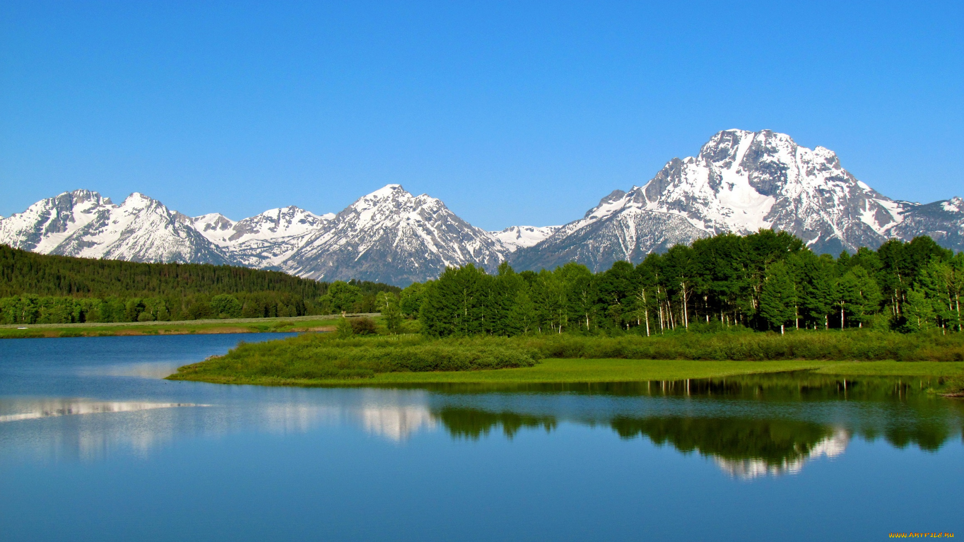 природа, реки, озера, national, park, grand, teton, wyoming