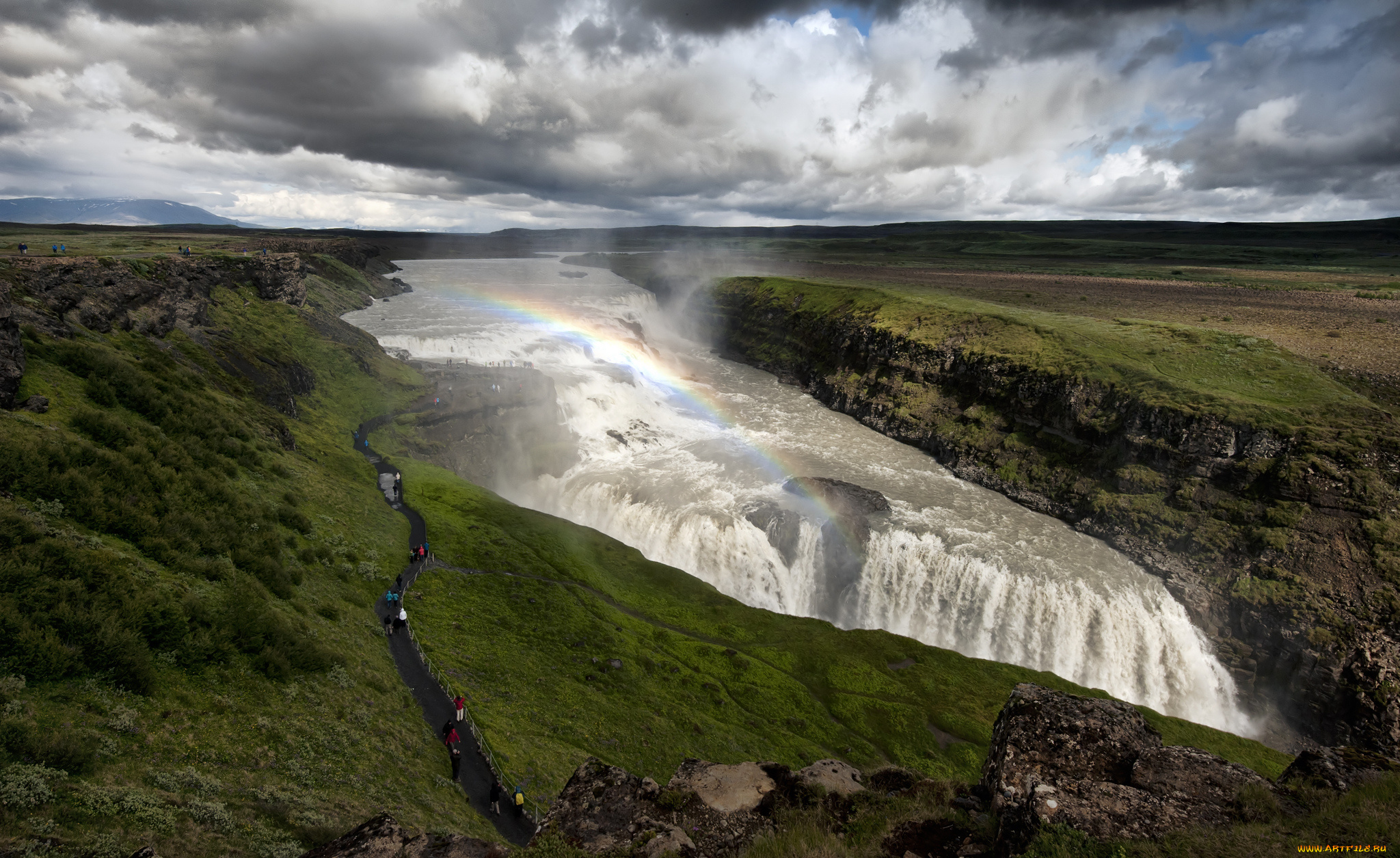 gullfoss, , iceland, природа, водопады, радуга, водопад, исландия, гюдльфосс, hvita, river, iceland, река, хвитау, каньон