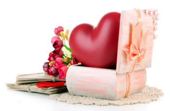 Картинка праздничные день+святого+валентина +сердечки +любовь шкатулка письма сердце салфетки бант
