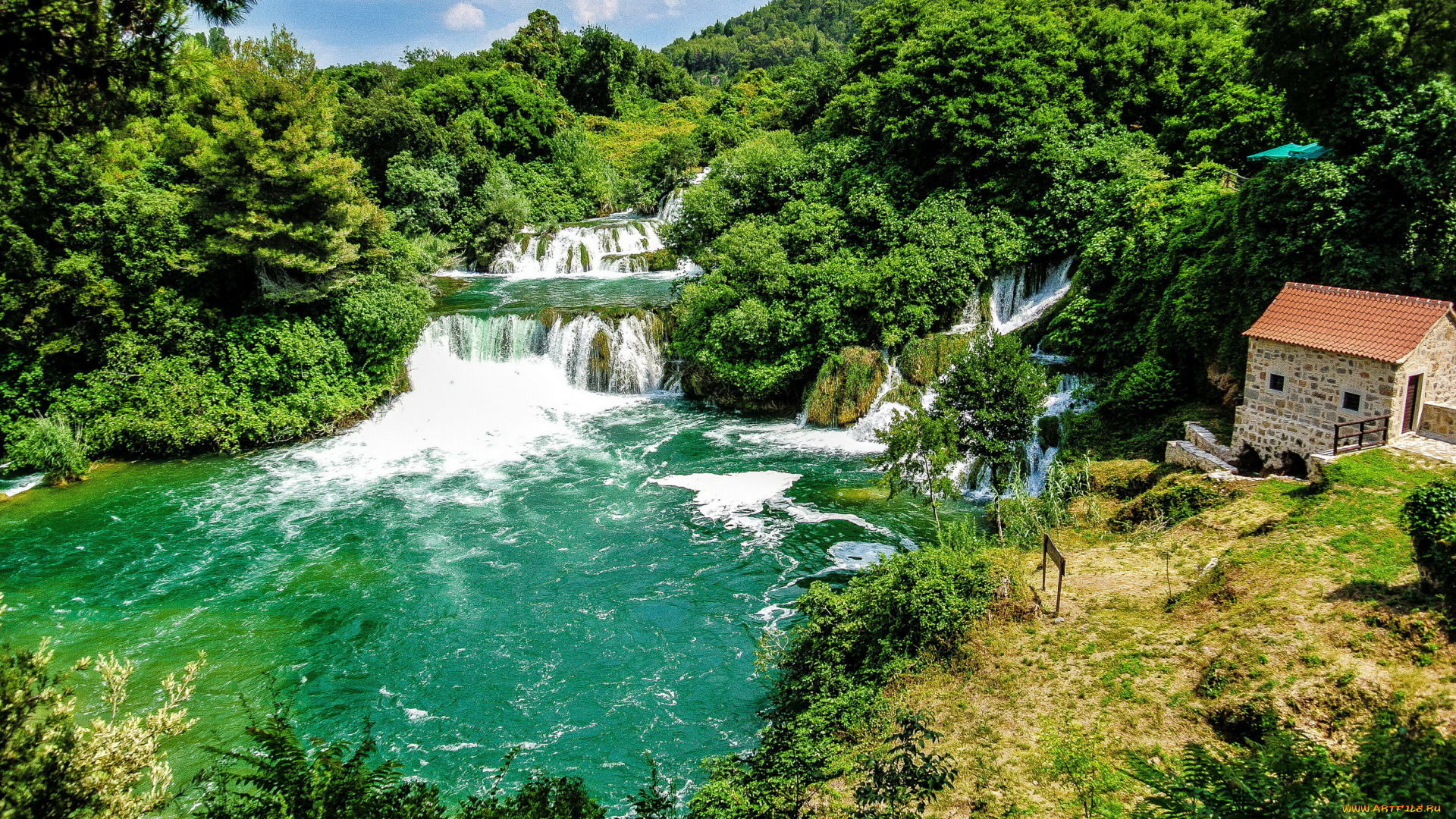 национальный, парк, крка, природа, водопады, хорватия, парк, лес, водопад, река