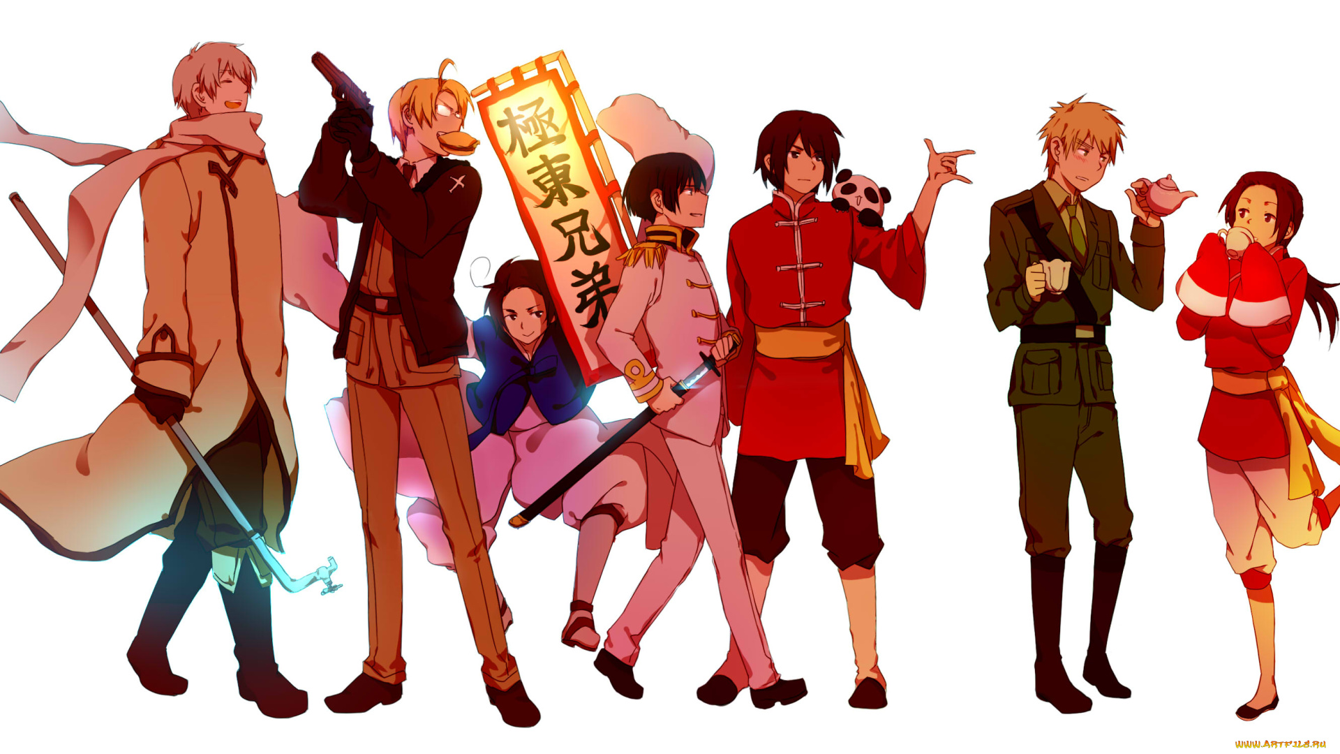 аниме, hetalia, , axis, powers, арт, парни, фон