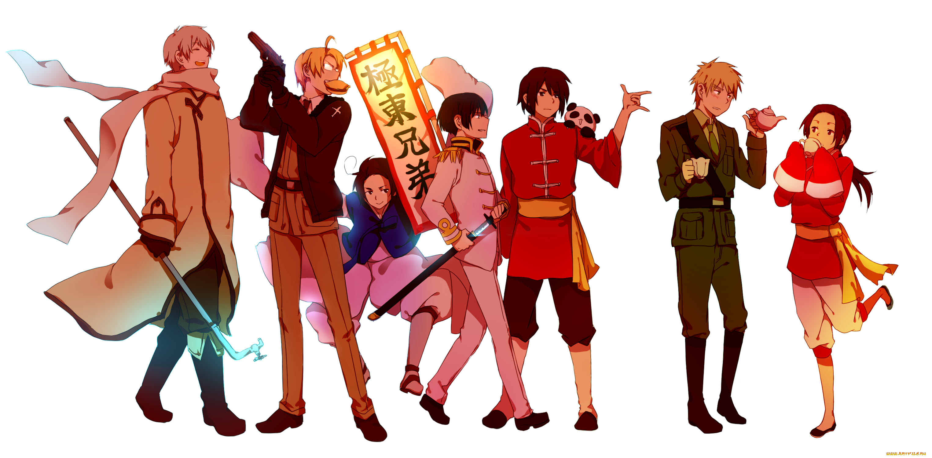 аниме, hetalia, , axis, powers, арт, парни, фон