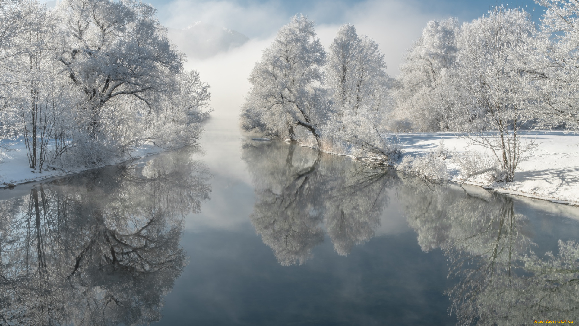 природа, реки, озера, снег, деревья