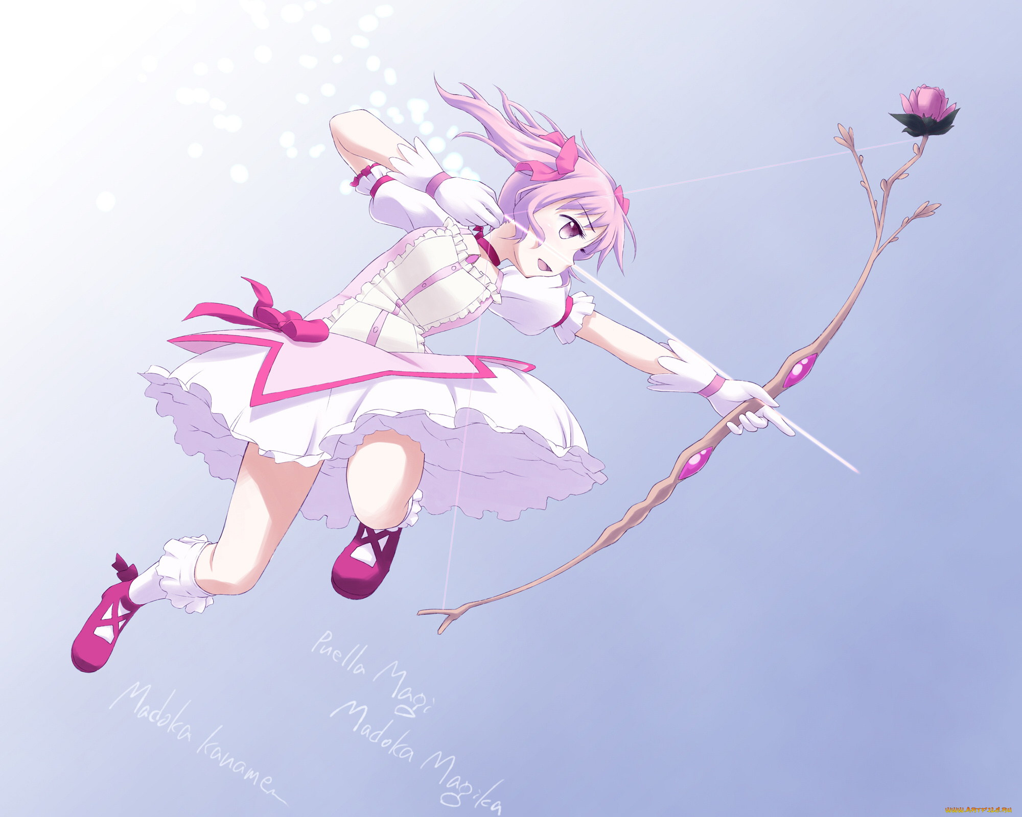 аниме, mahou, shoujo, madoka, magika, фон, девушка, взгляд