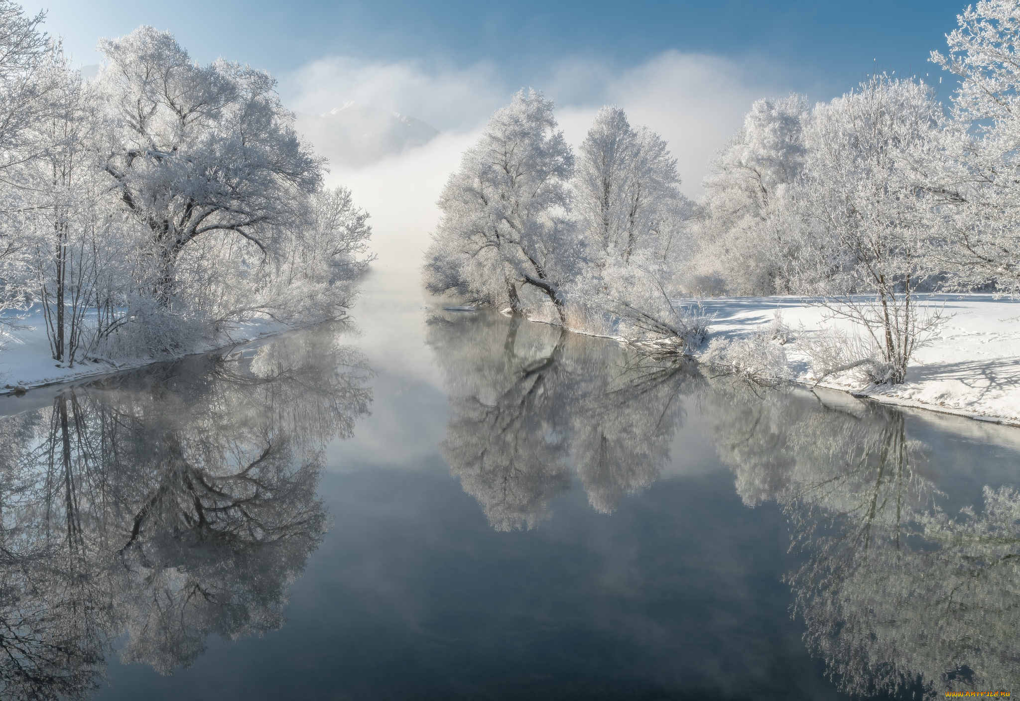 природа, реки, озера, снег, деревья