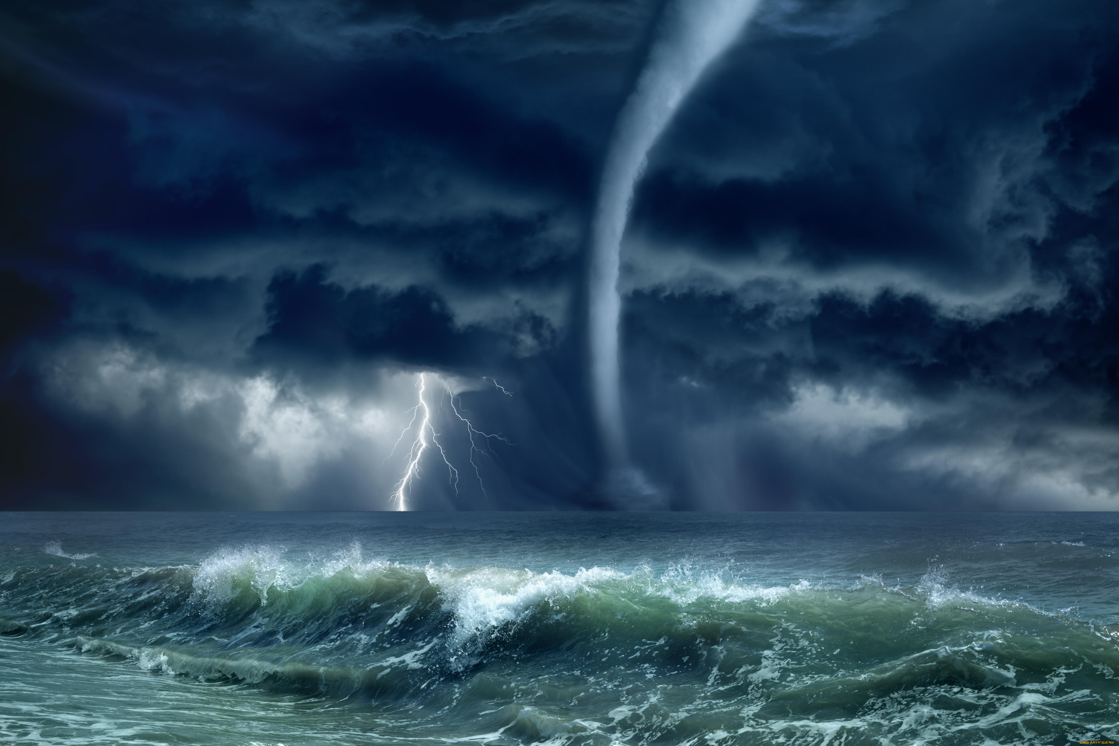 природа, стихия, смерч, океан, море, шторм