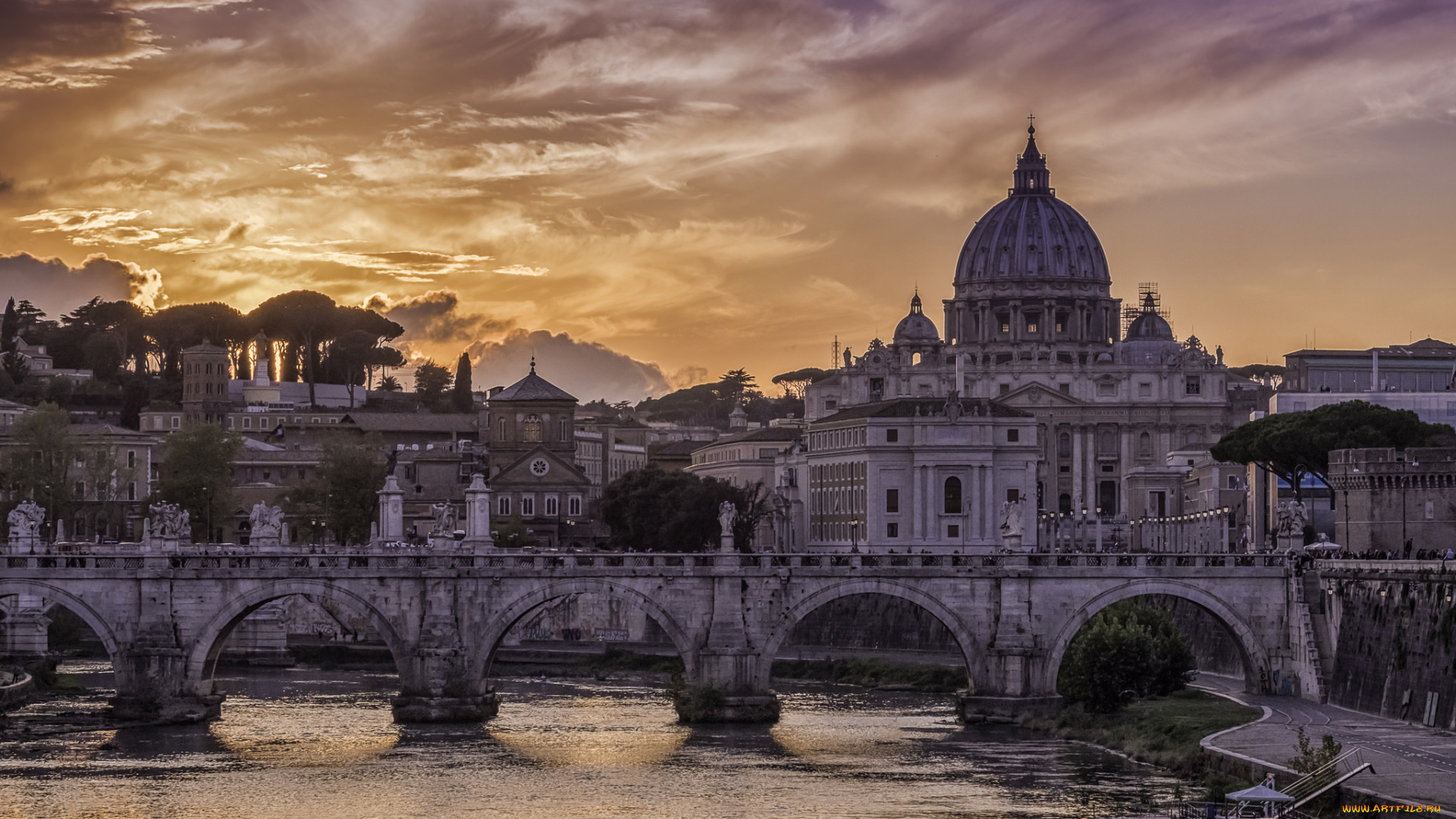 ponte, sant`angelo, города, рим, , ватикан, , италия