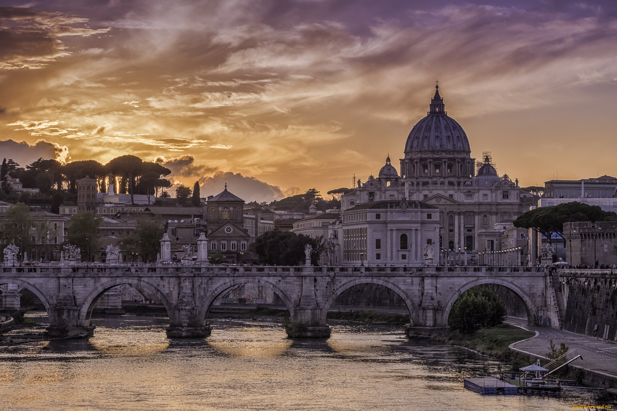 ponte, sant`angelo, города, рим, , ватикан, , италия