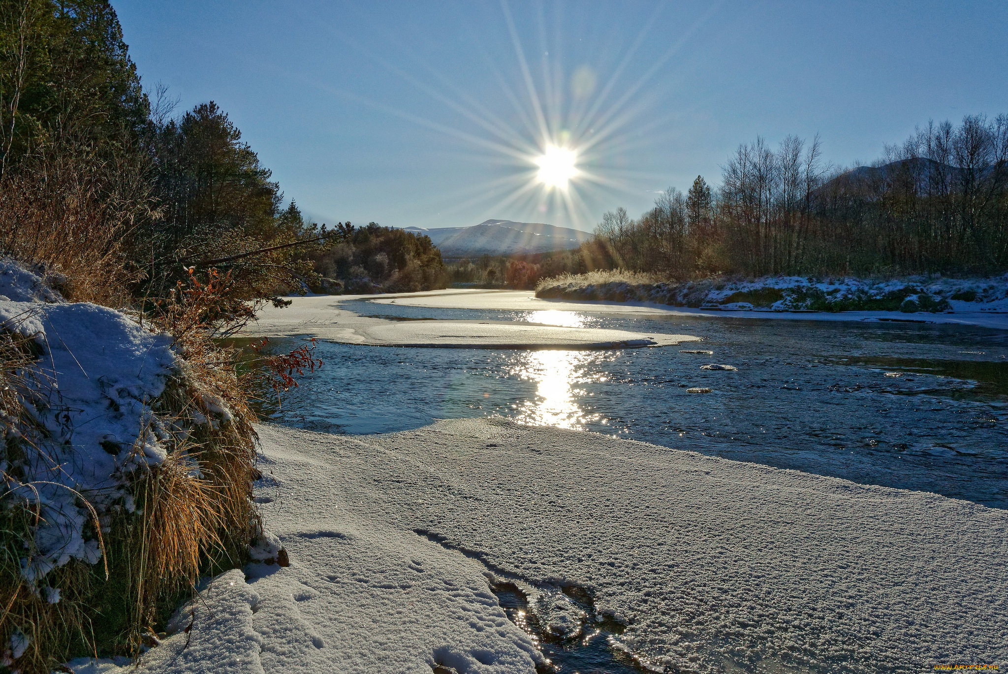 природа, реки, озера, норвегия, зима, atna, norway, речка