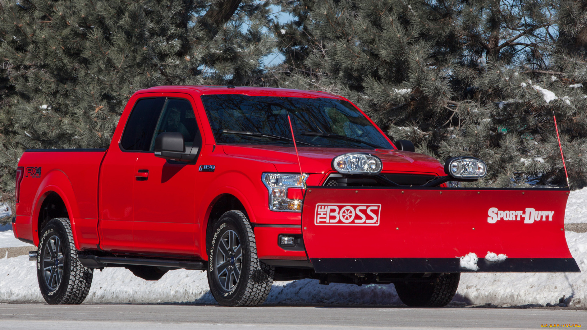 автомобили, ford, 2014, supercab, xlt, f-150, красный, снег