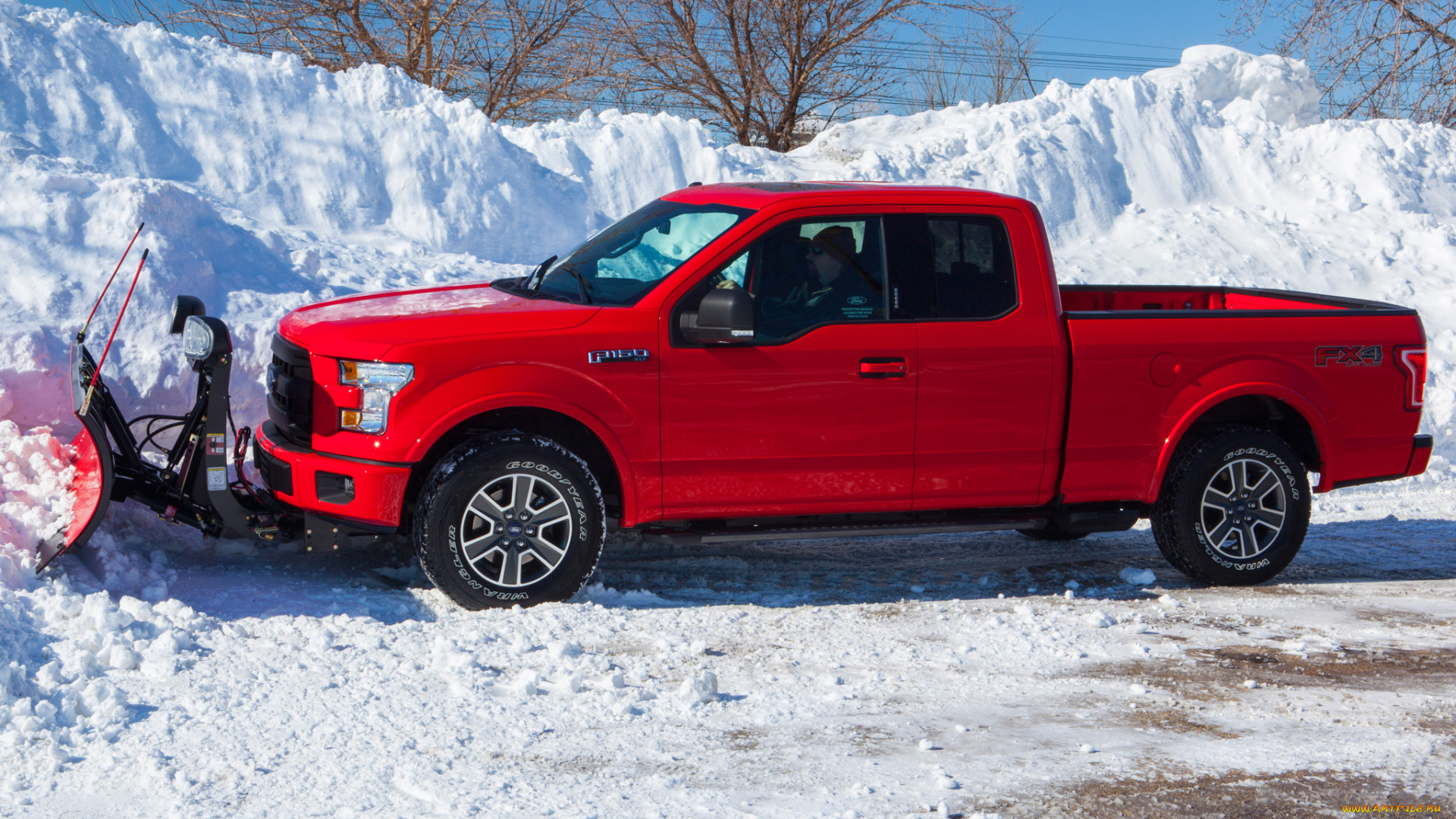 автомобили, ford, supercab, xlt, f-150, красный, снег, 2014