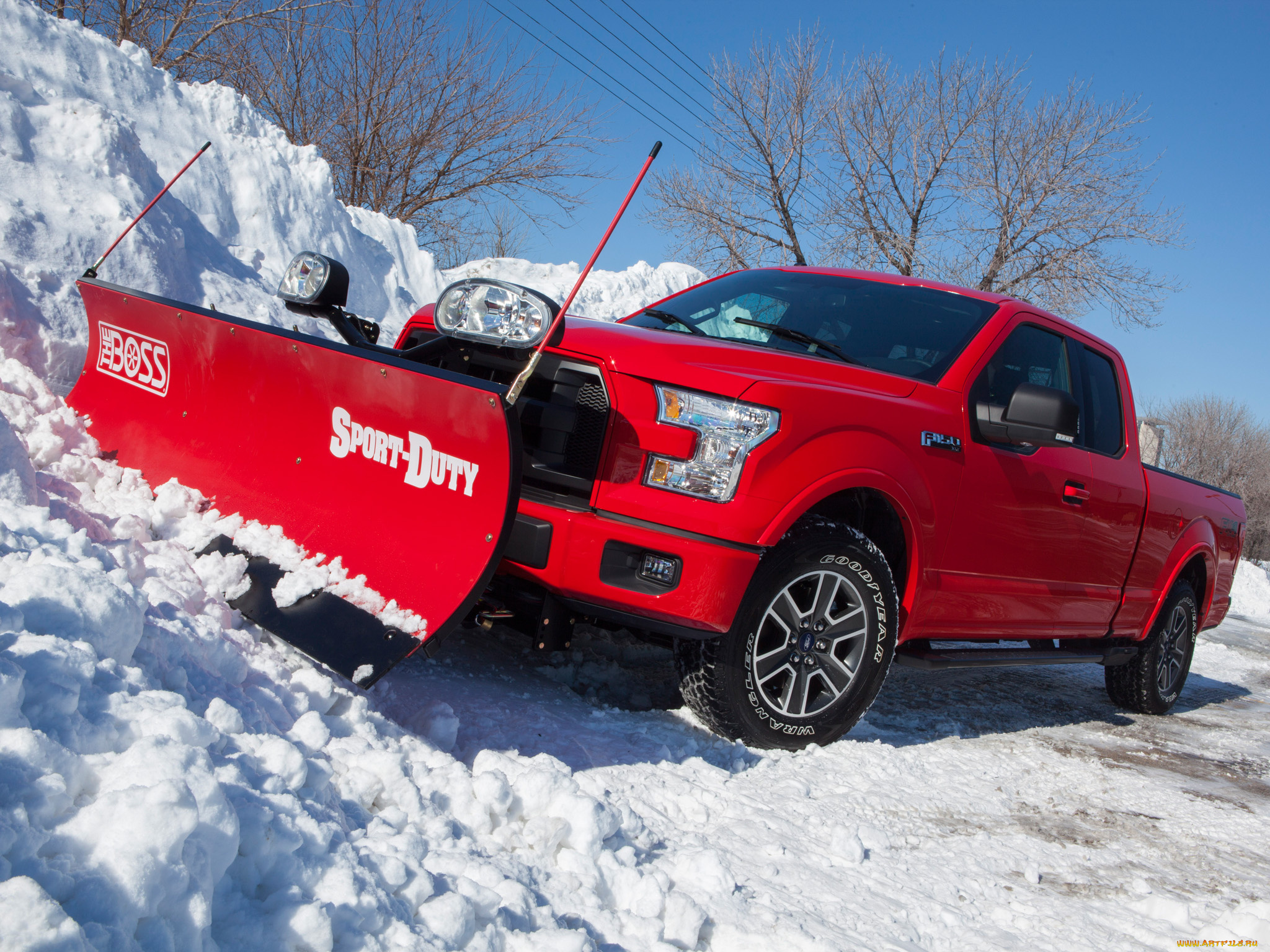 автомобили, ford, красный, 2014, supercab, xlt, f-150, снег
