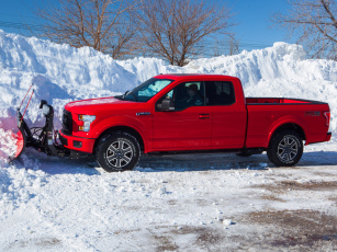Картинка автомобили ford supercab xlt f-150 красный снег 2014