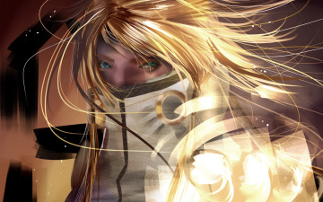 Картинка аниме bleach блич арт блондинка аранкар маска халлибел волосы зелёные глаза девушка