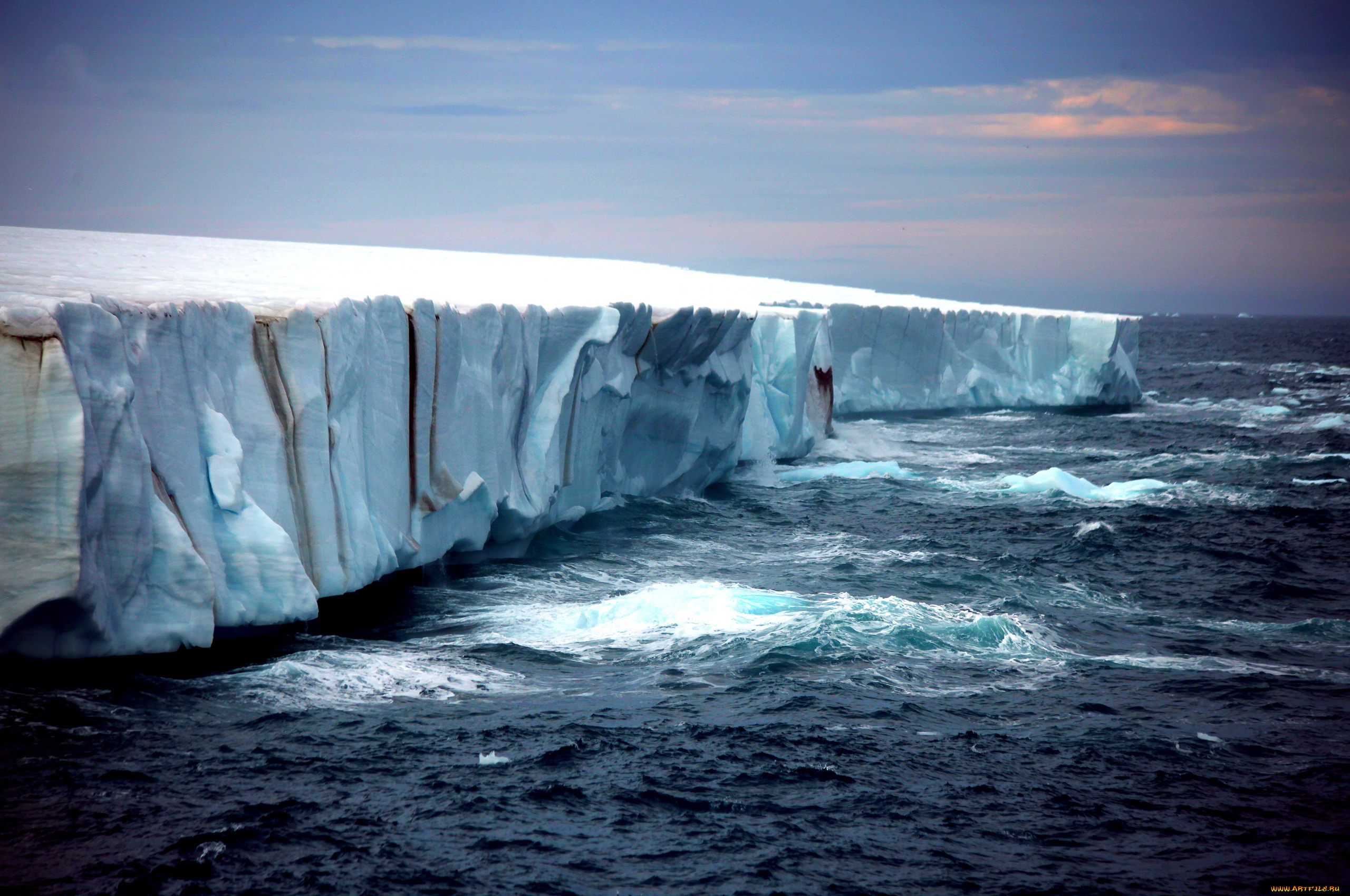 айсберг, природа, айсберги, и, ледники, ледник, закат, волны, море