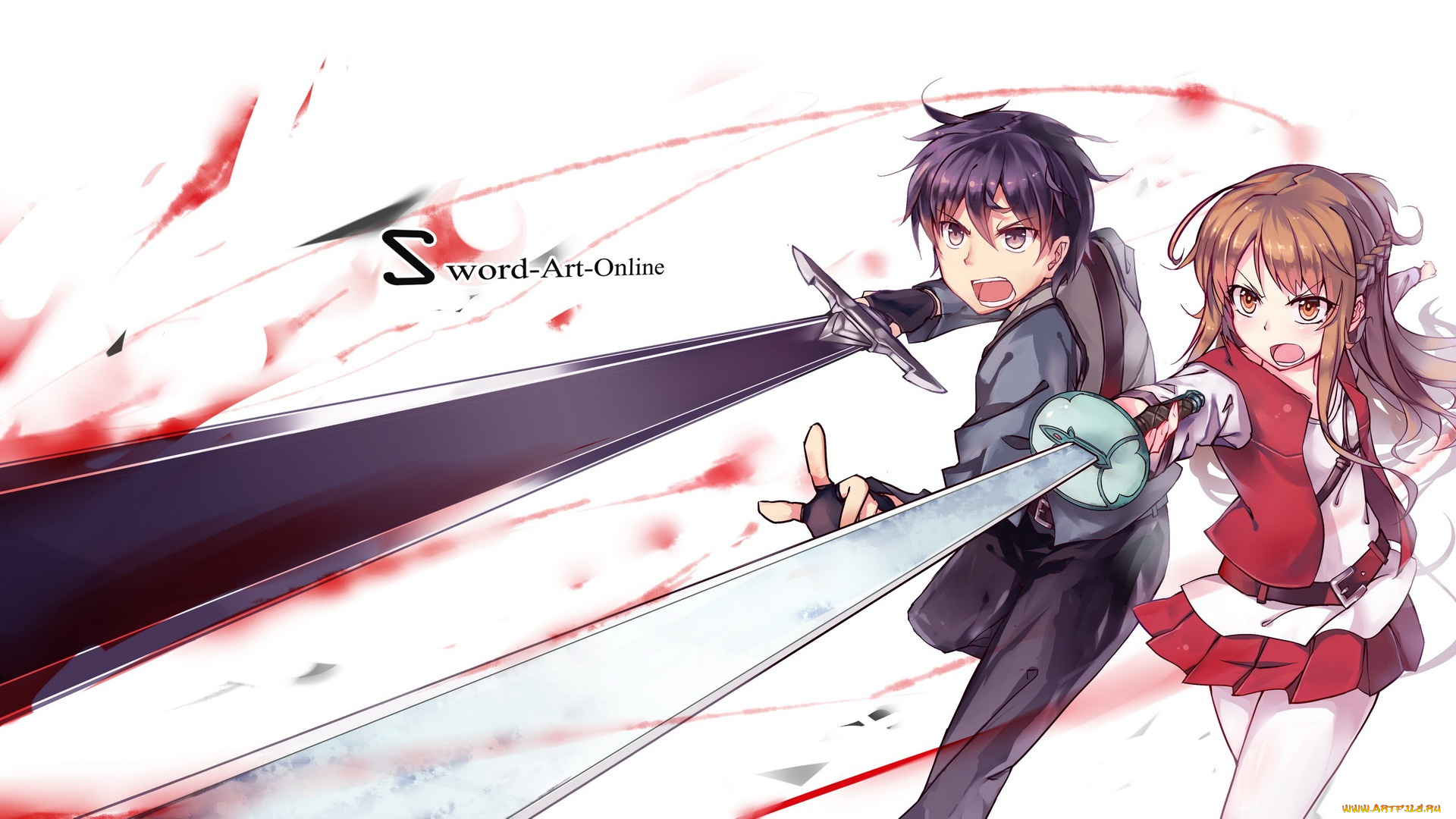 аниме, sword, art, online, асуна, кирито