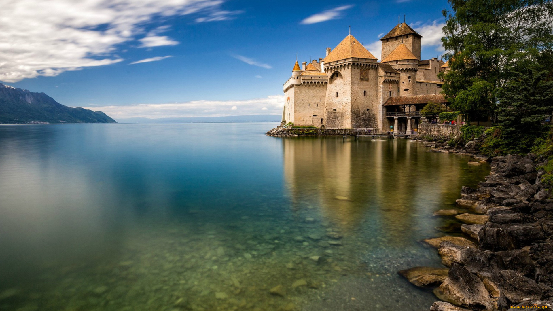 города, шильонский, замок, , швейцария, chillon, castle