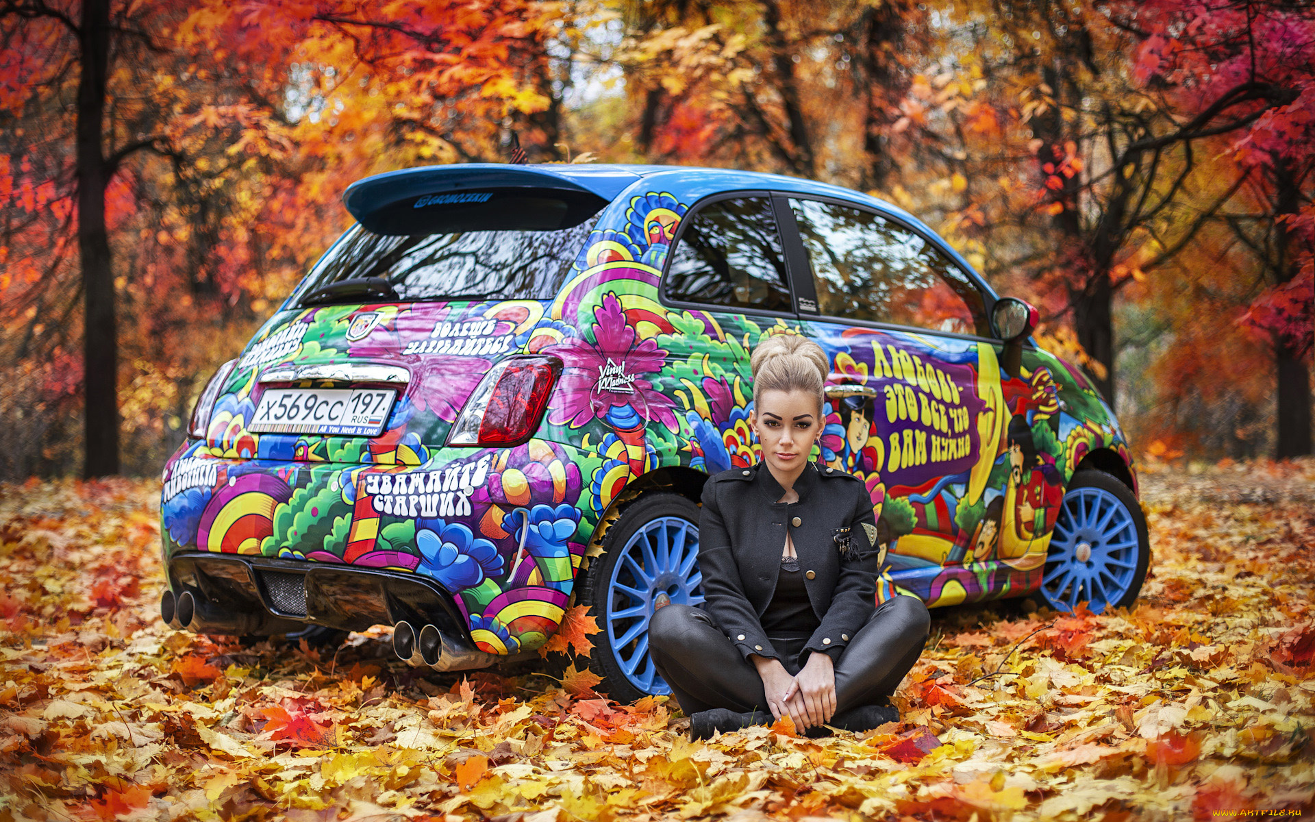 автомобили, -авто, с, девушками, fiat, 500