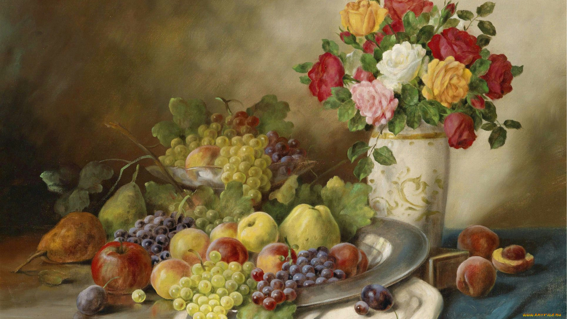 anna, munthe, norstedt, рисованные, розы, фрукты