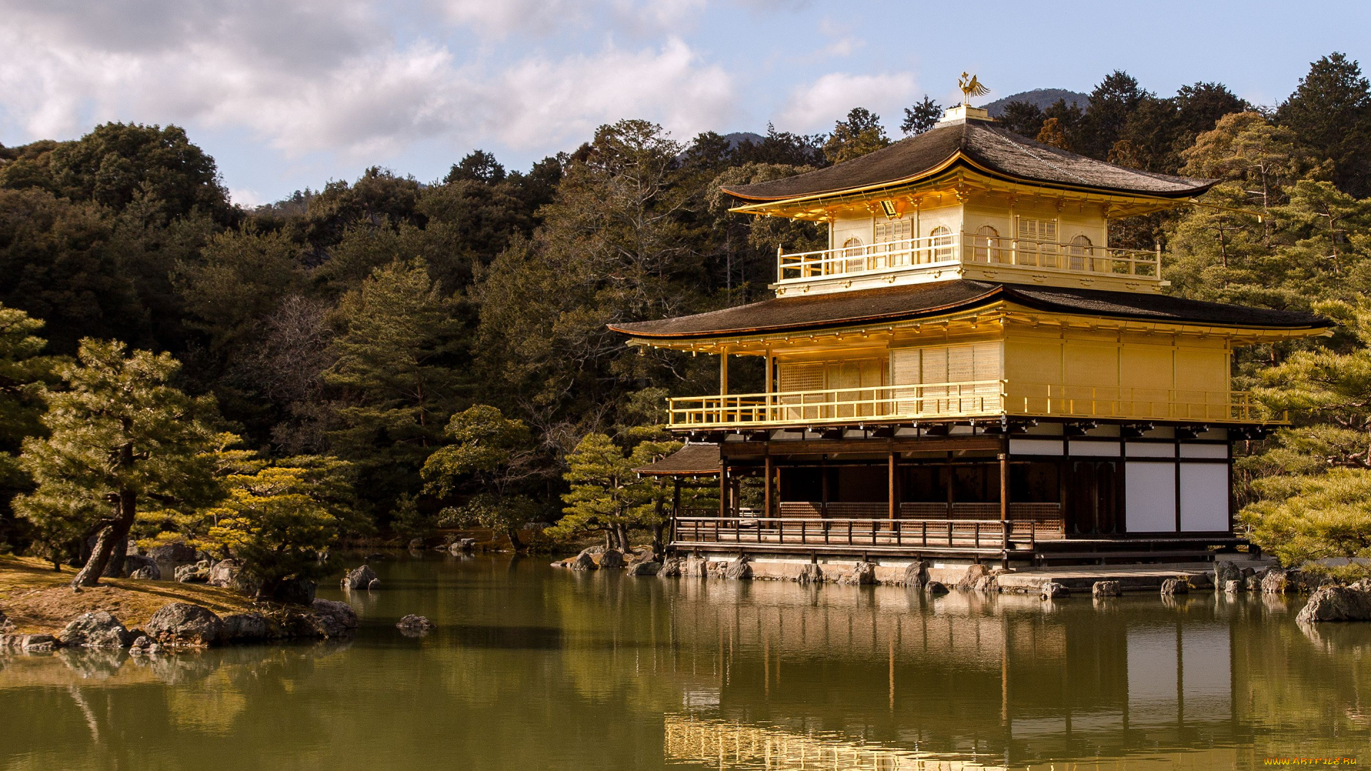 the, golden, pavilion, города, буддистские, другие, храмы, kyoto, japan