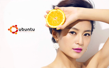 Картинка компьютеры ubuntu linux азиатка апельсин девушка