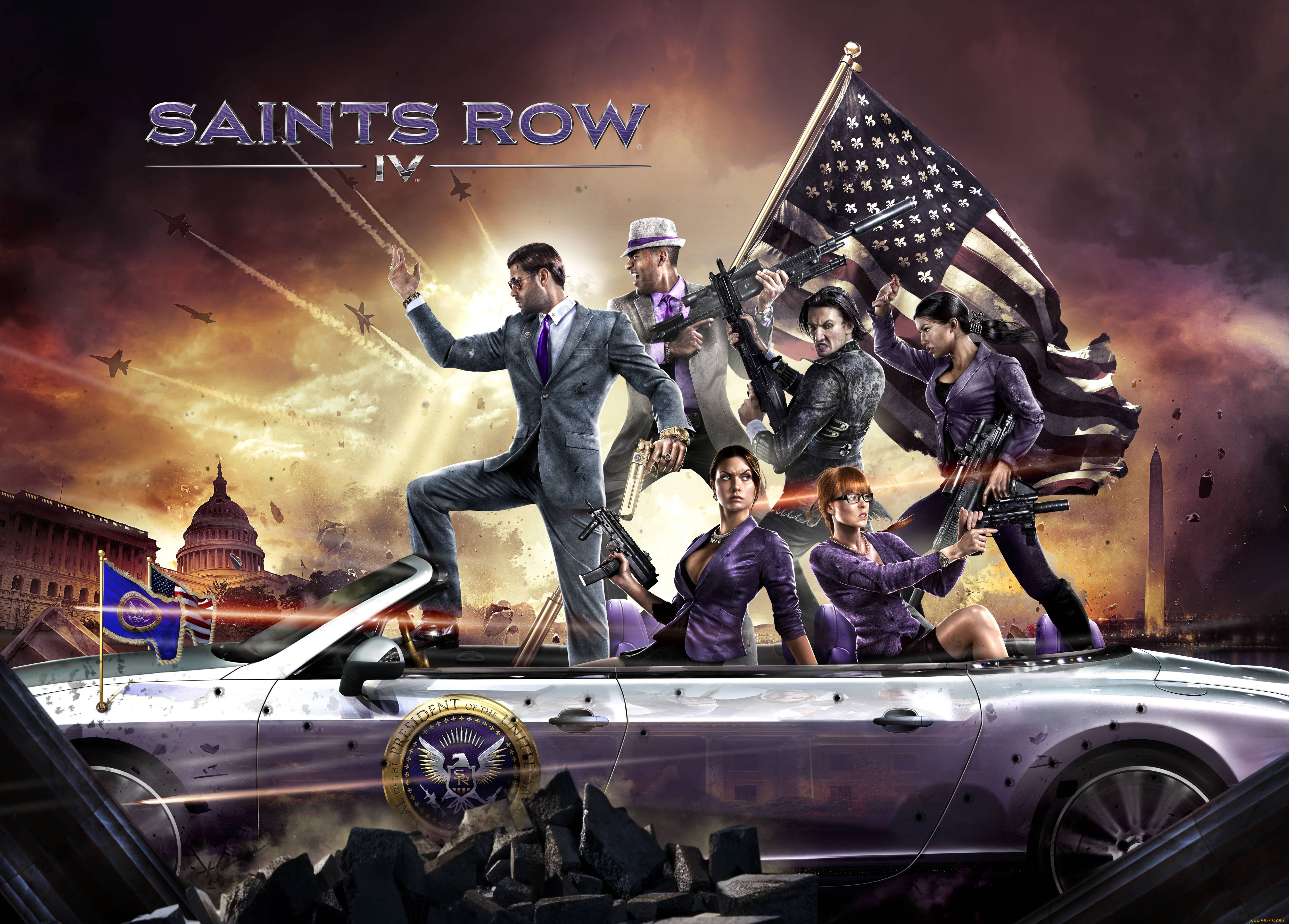 saints, row, iv, видео, игры, авто, флаг, оружие