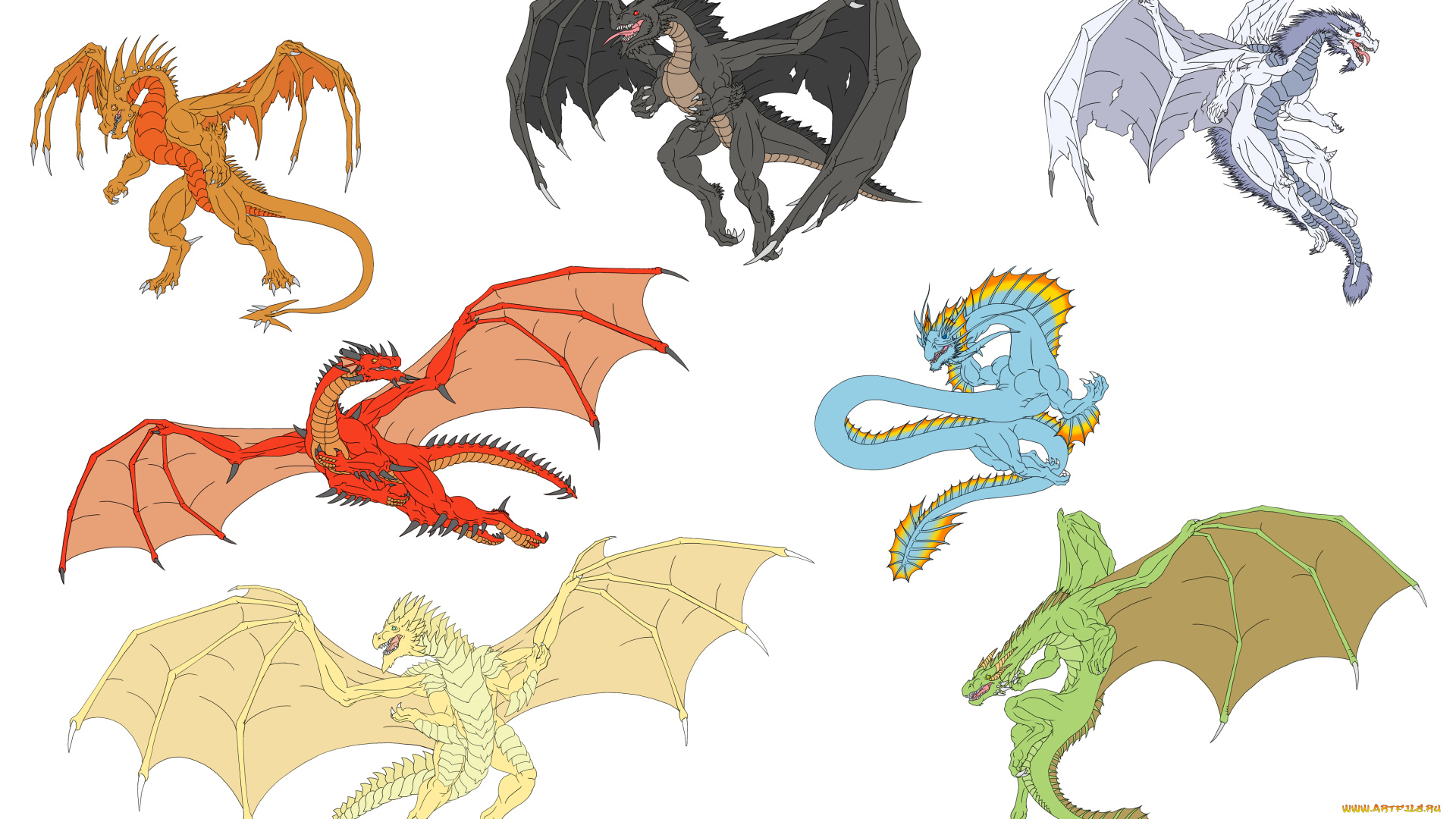 рисованные, животные, , сказочные, , мифические, драконы