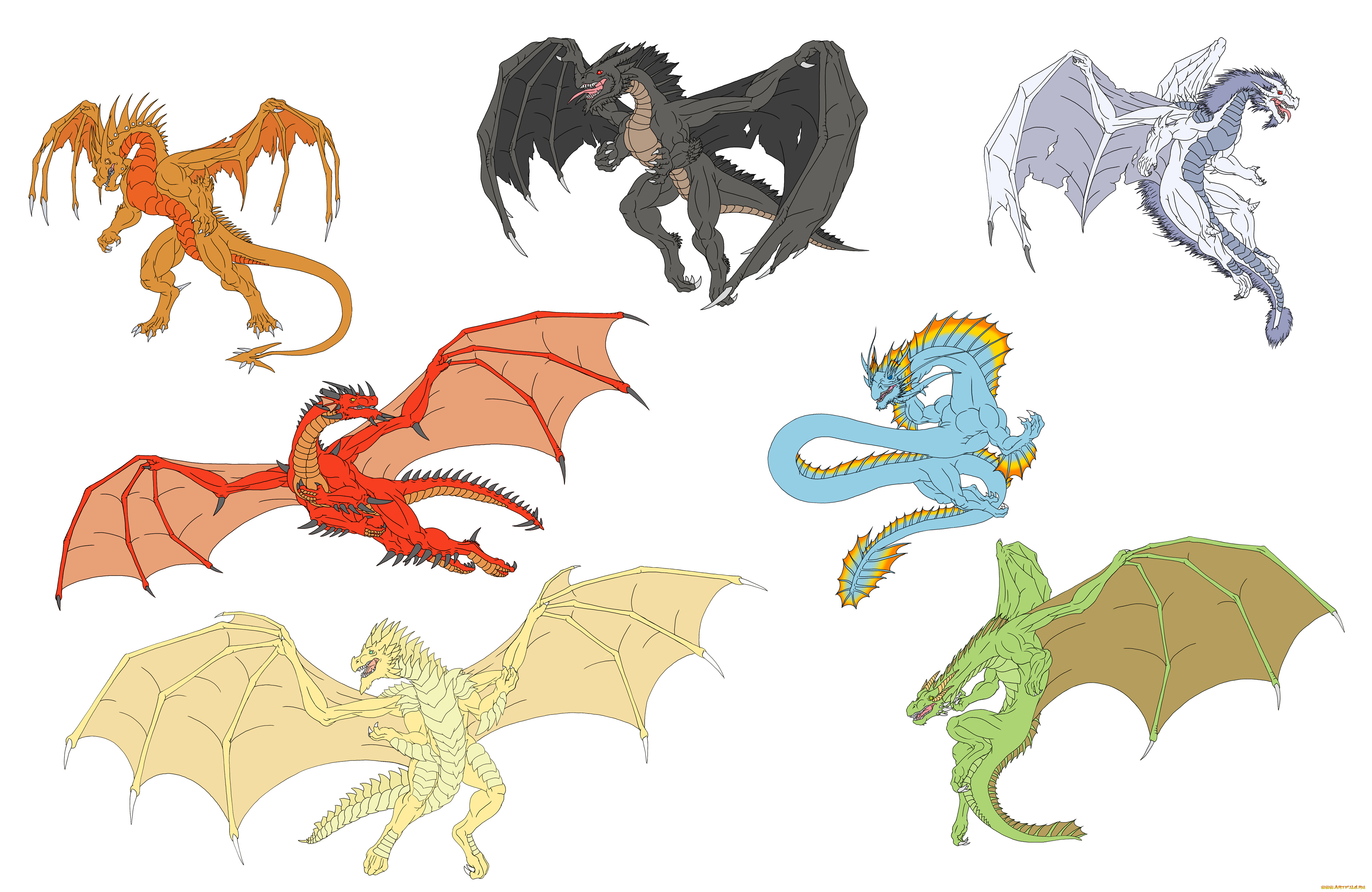 рисованные, животные, , сказочные, , мифические, драконы
