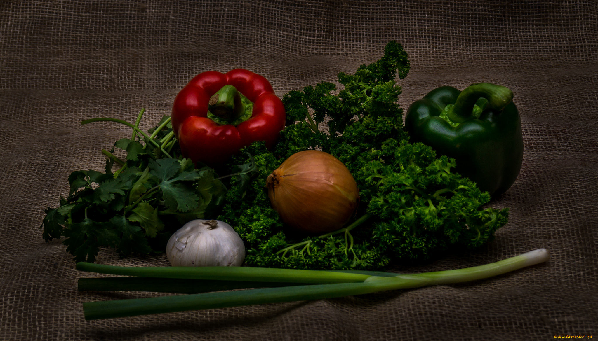 еда, овощи, перец, зелень, лук