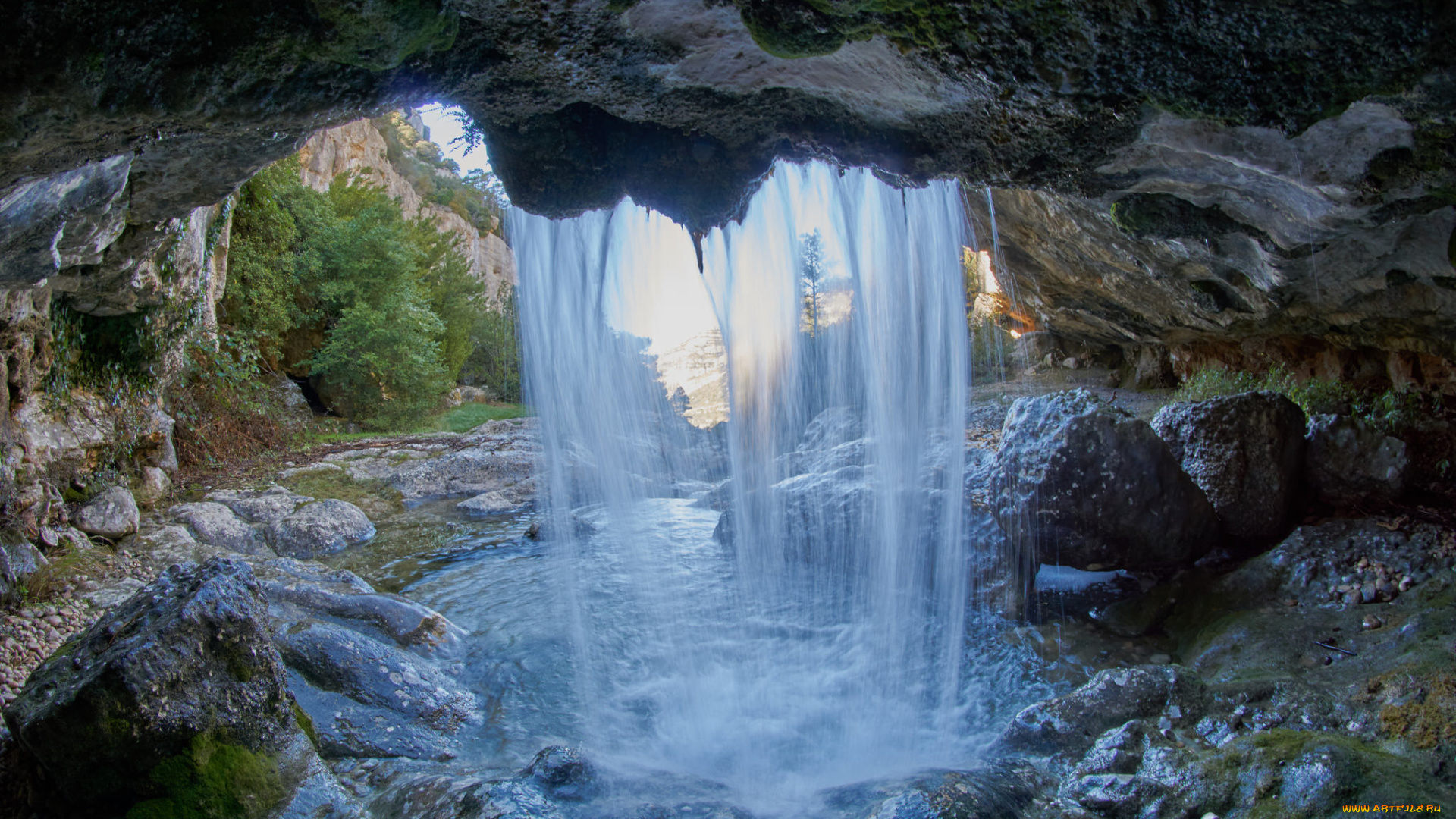 природа, водопады, водопад, река, лес