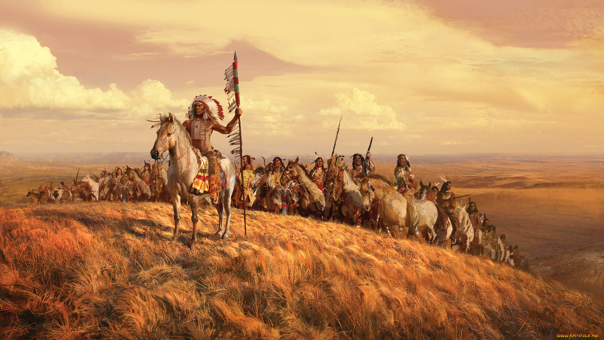 рисованное, армия, прерия, оружие, лошади, племя, вождь, тропа, войны, кони, индейцы